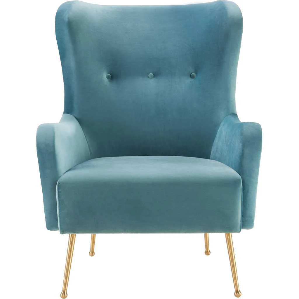 Esther Sea Blue Velvet Chair - Image 2