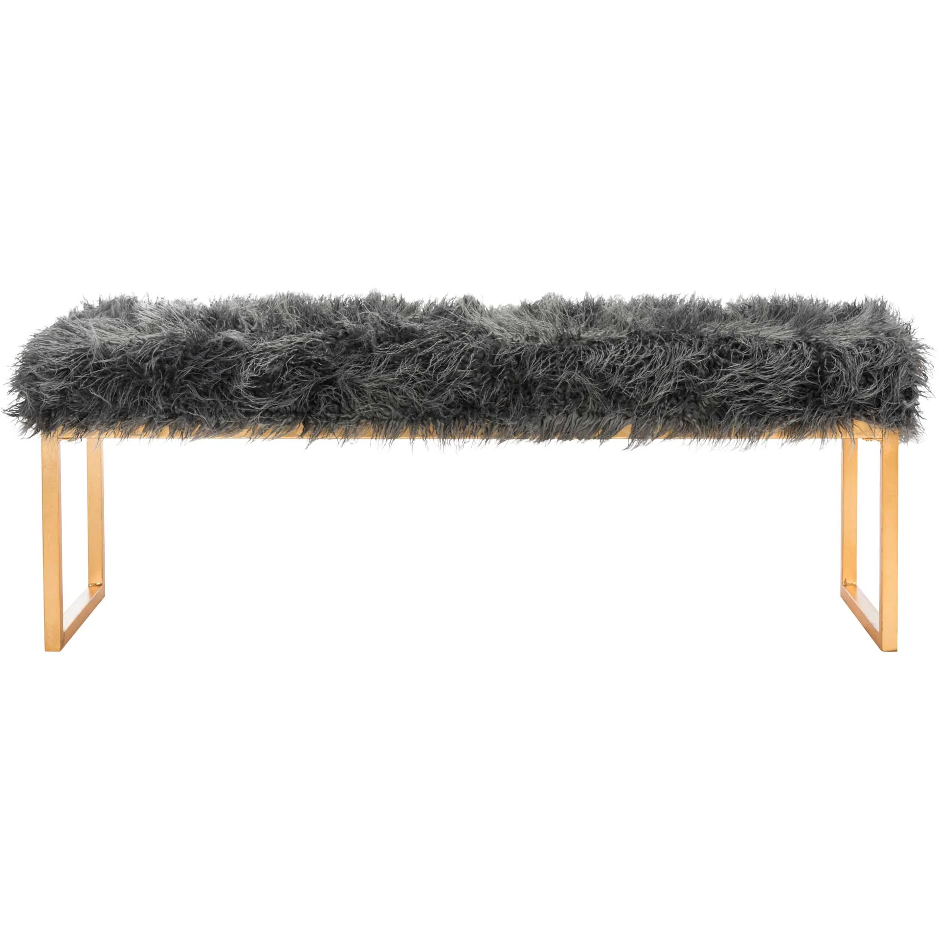 Ethiopia Faux Curly Sheepskin Bench Gray - Image 2
