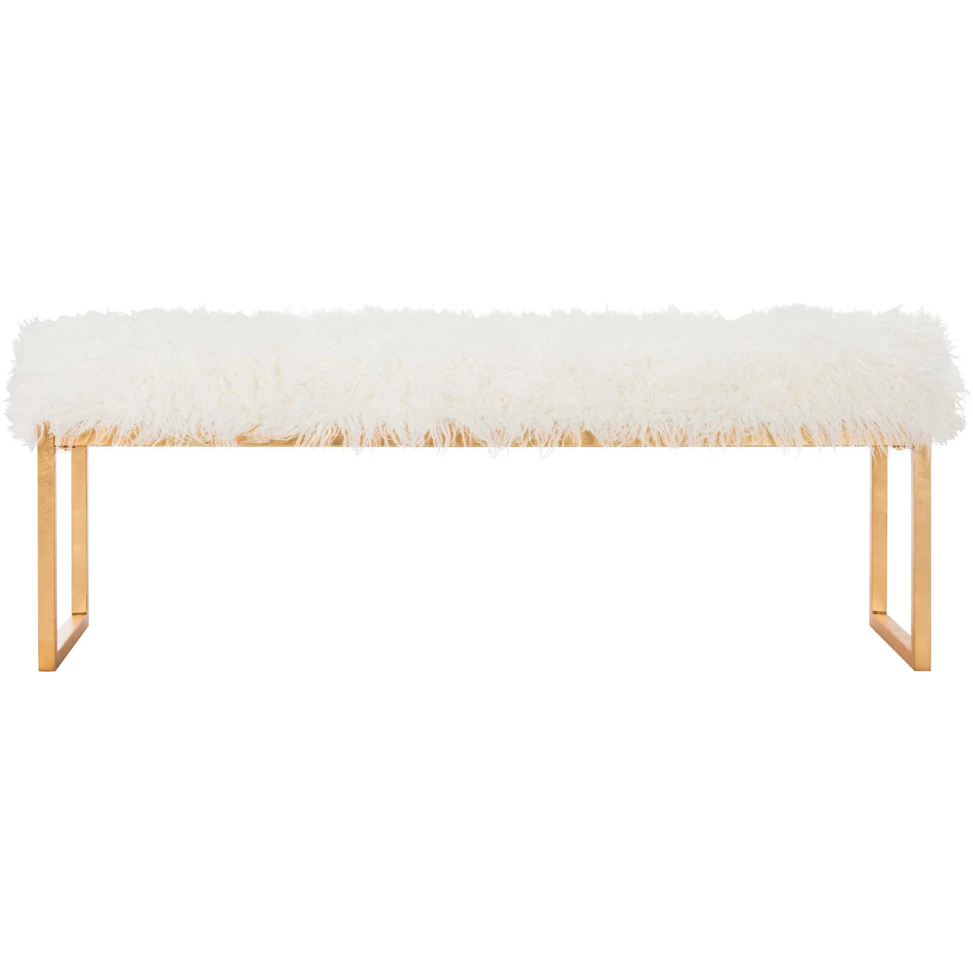 Ethiopia Faux Curly Sheepskin Bench White - Image 2