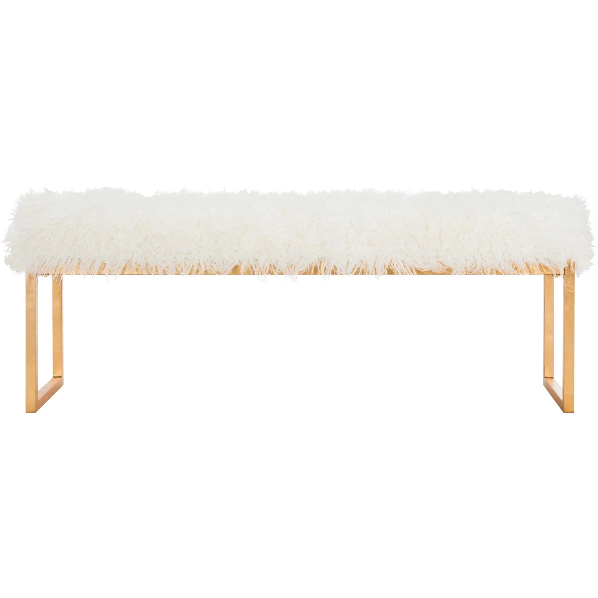 Ethiopia Faux Curly Sheepskin Bench White - Image 4