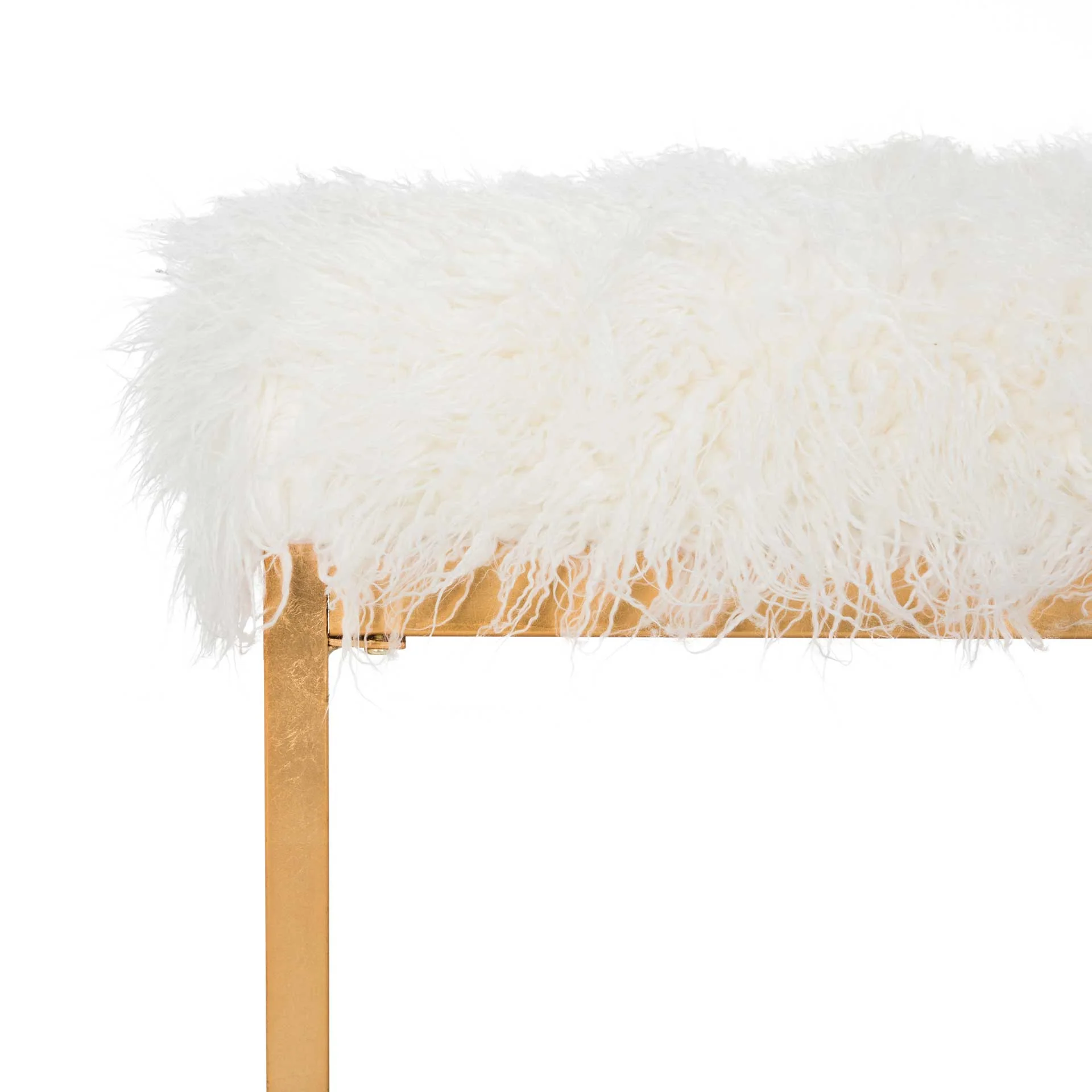 Ethiopia Faux Curly Sheepskin Bench White - Image 5