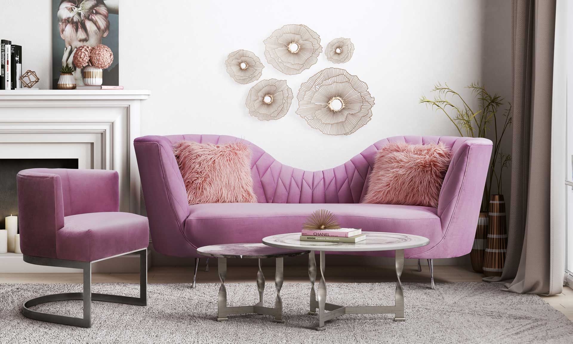 Evening Velvet Sofa Blush - Image 6