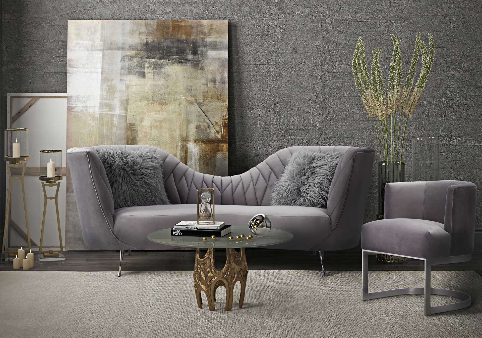 Evening Velvet Sofa Gray - Image 6