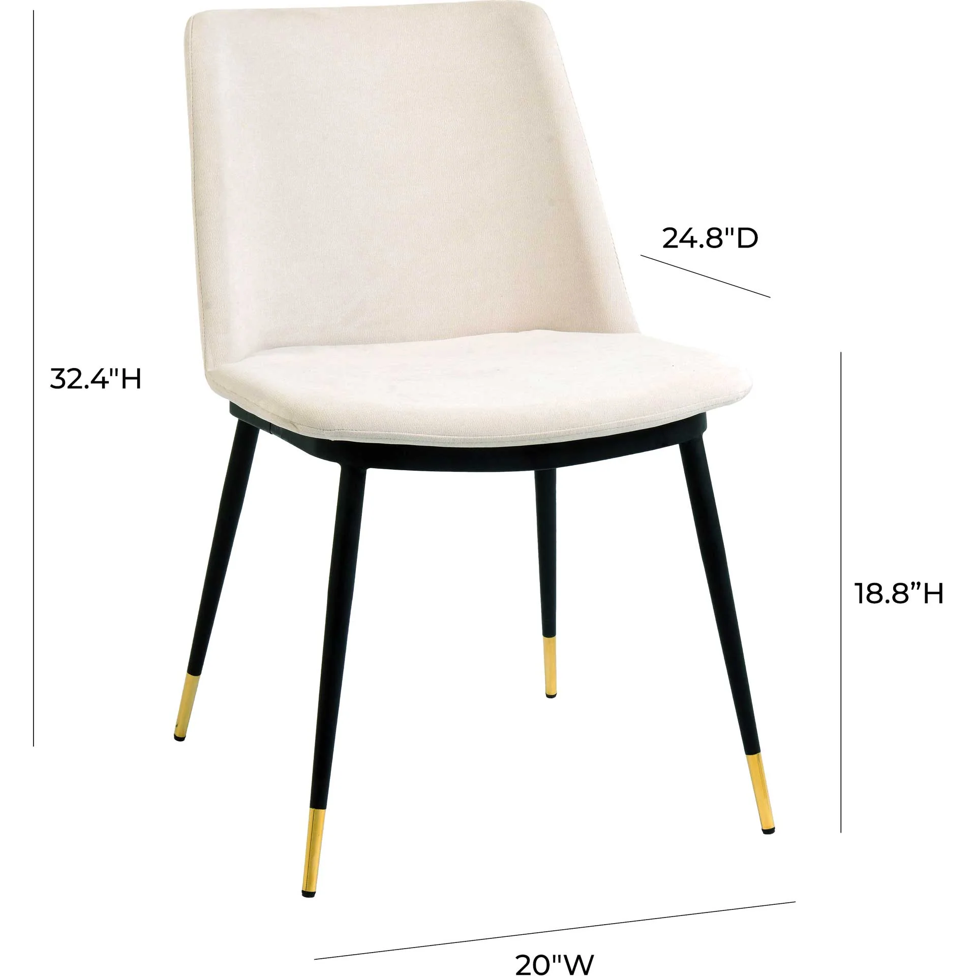 Eventide Gold Legs Velvet Chair Cream (Set of 2) - Image 8