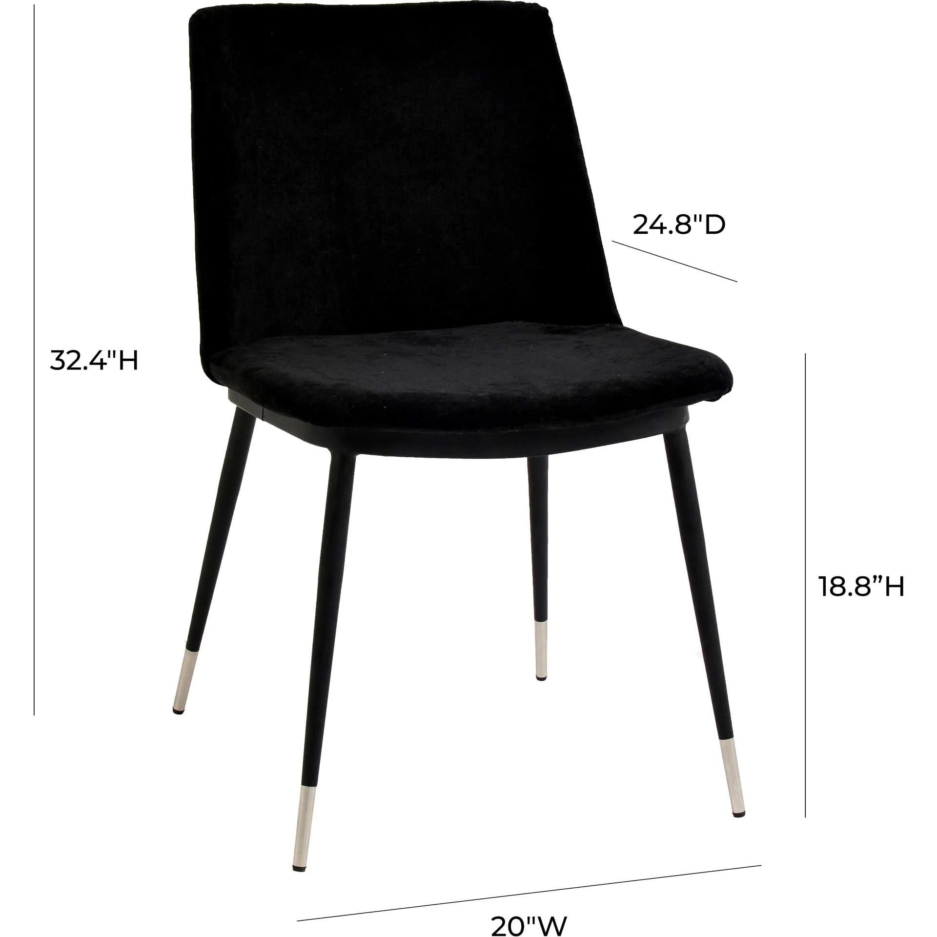 Eventide Silver Legs Velvet Chair Black (Set of 2) - Image 8