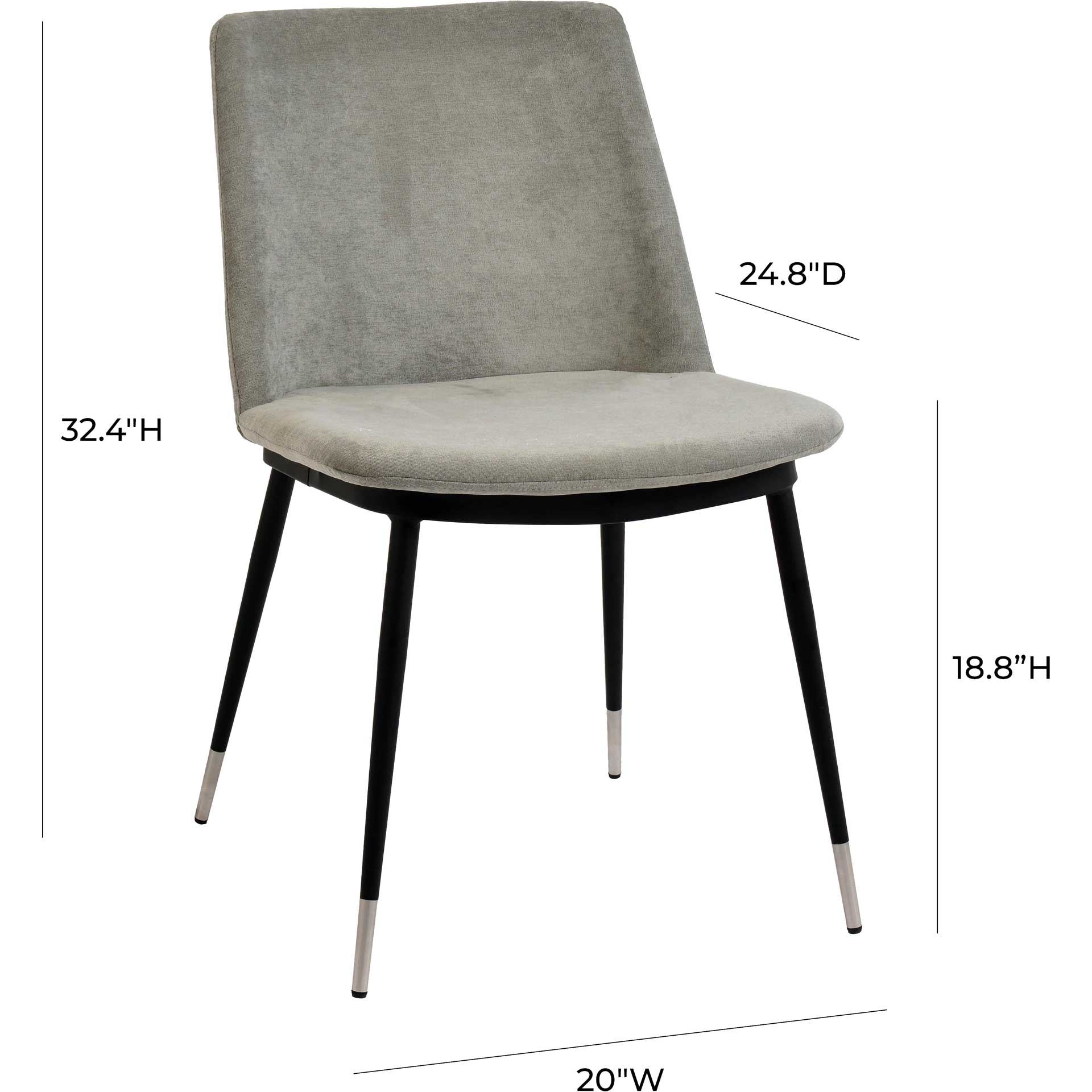 Eventide Silver Legs Velvet Chair Gray (Set of 2) - Image 8