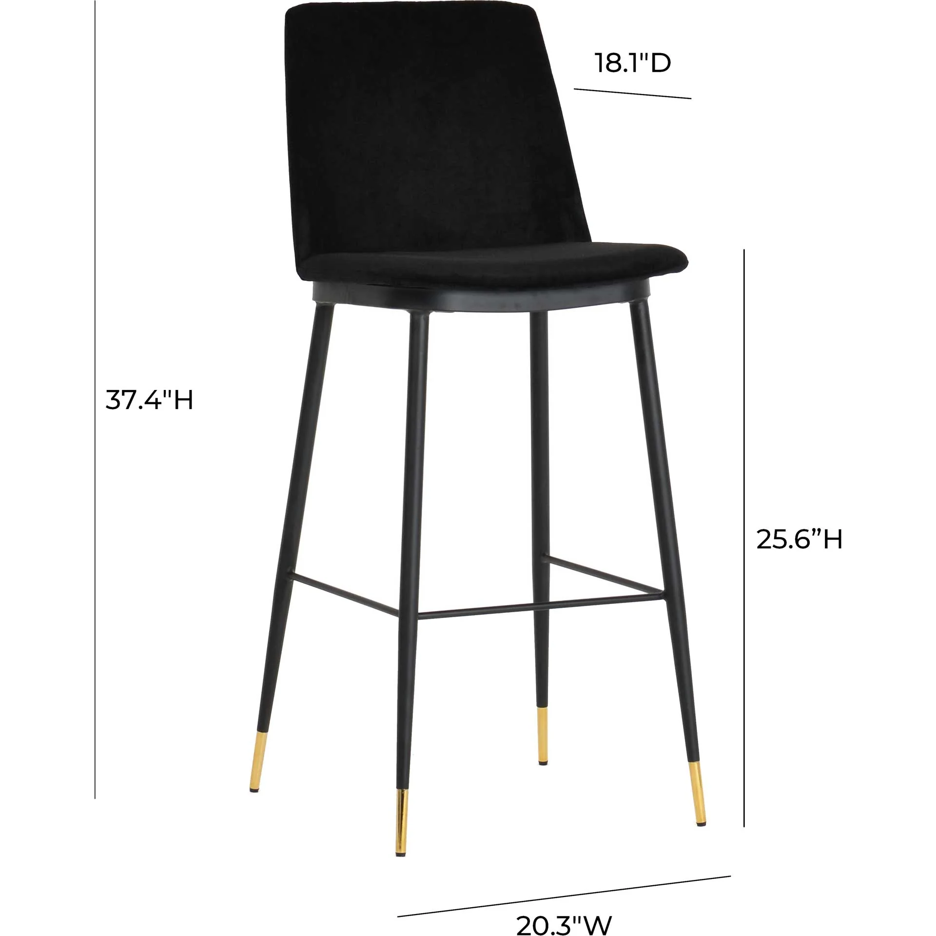 Eventide Velvet Counter Stool Black (Set of 2) - Image 7
