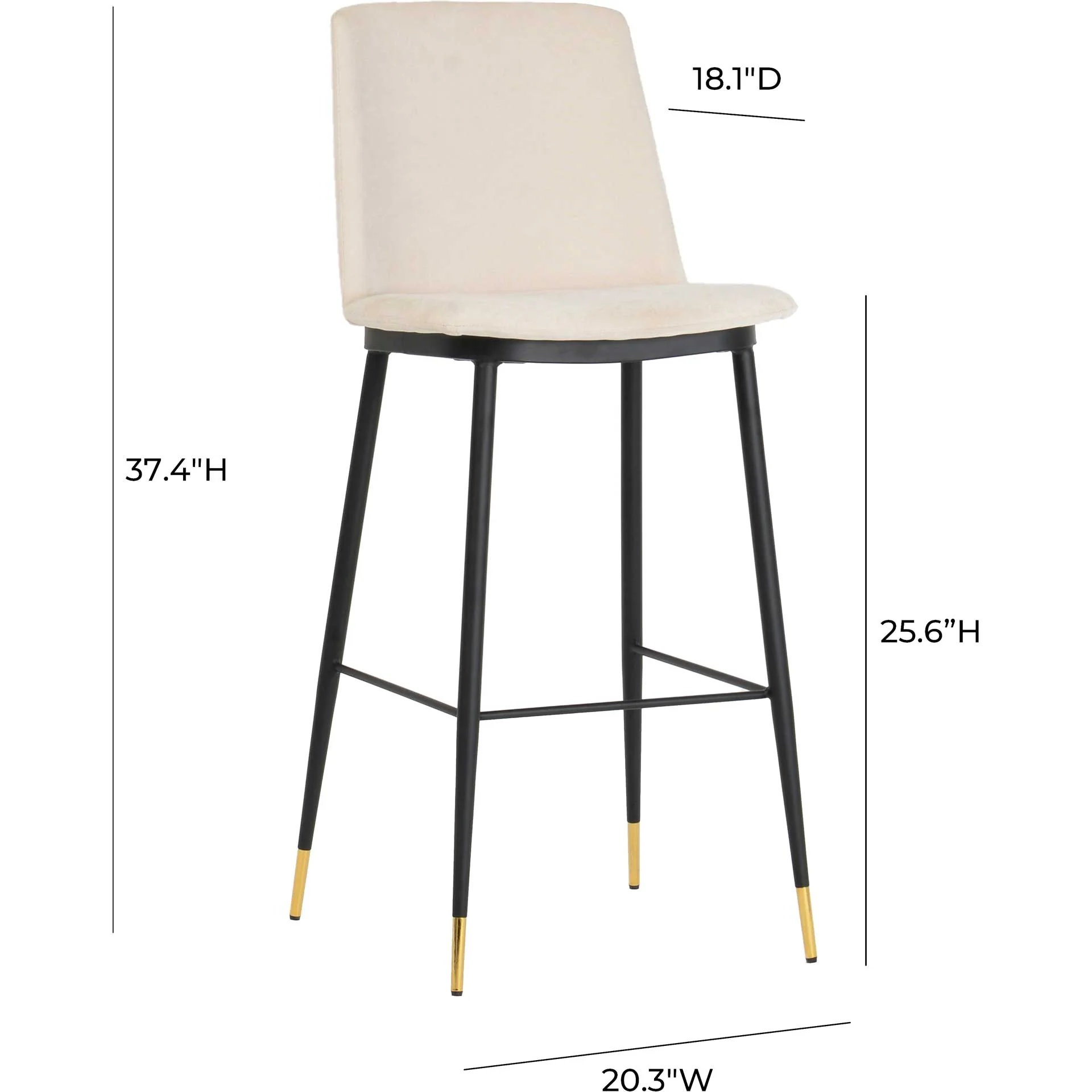 Eventide Velvet Counter Stool Cream (Set of 2) - Image 7