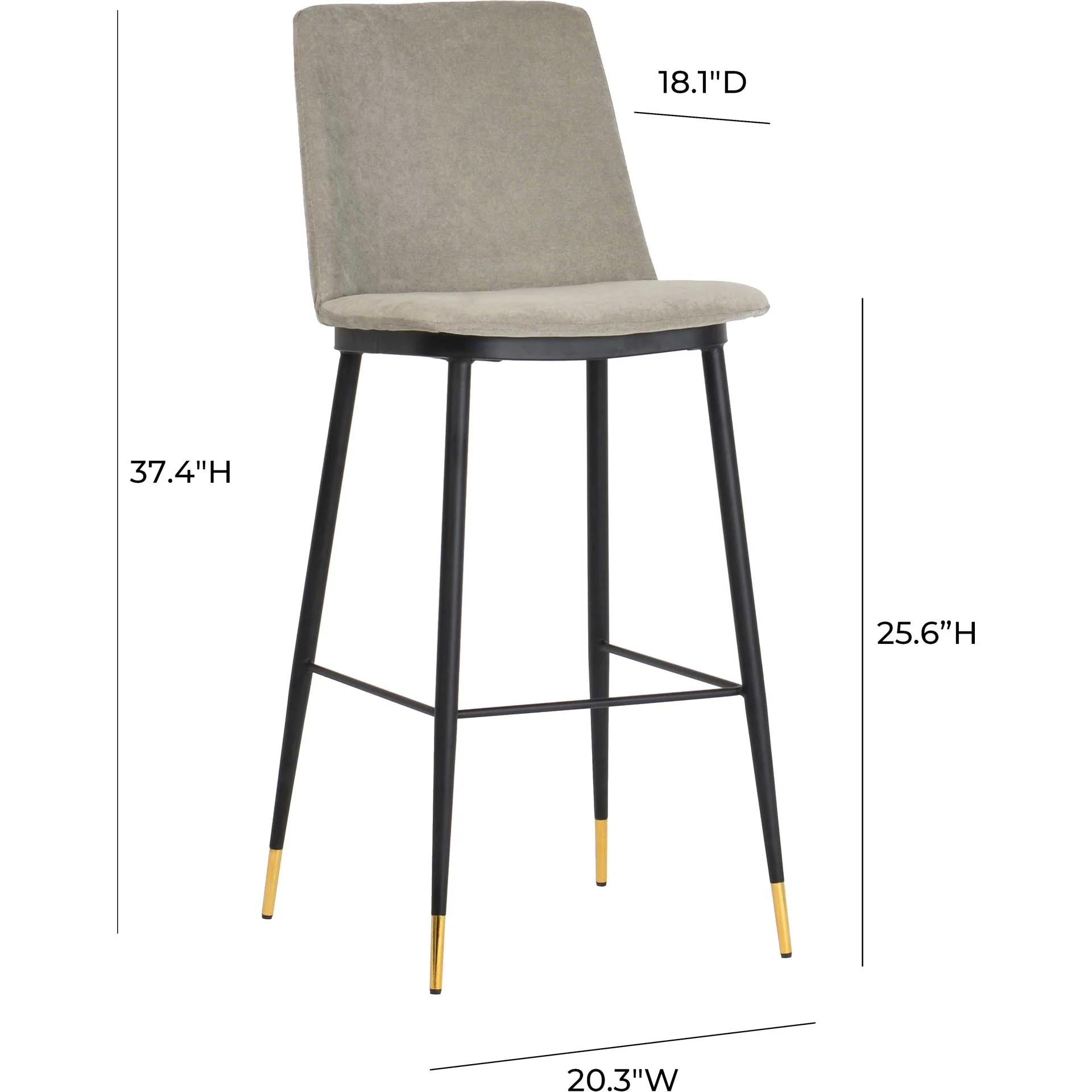 Eventide Velvet Counter Stool Gray (Set of 2) - Image 7