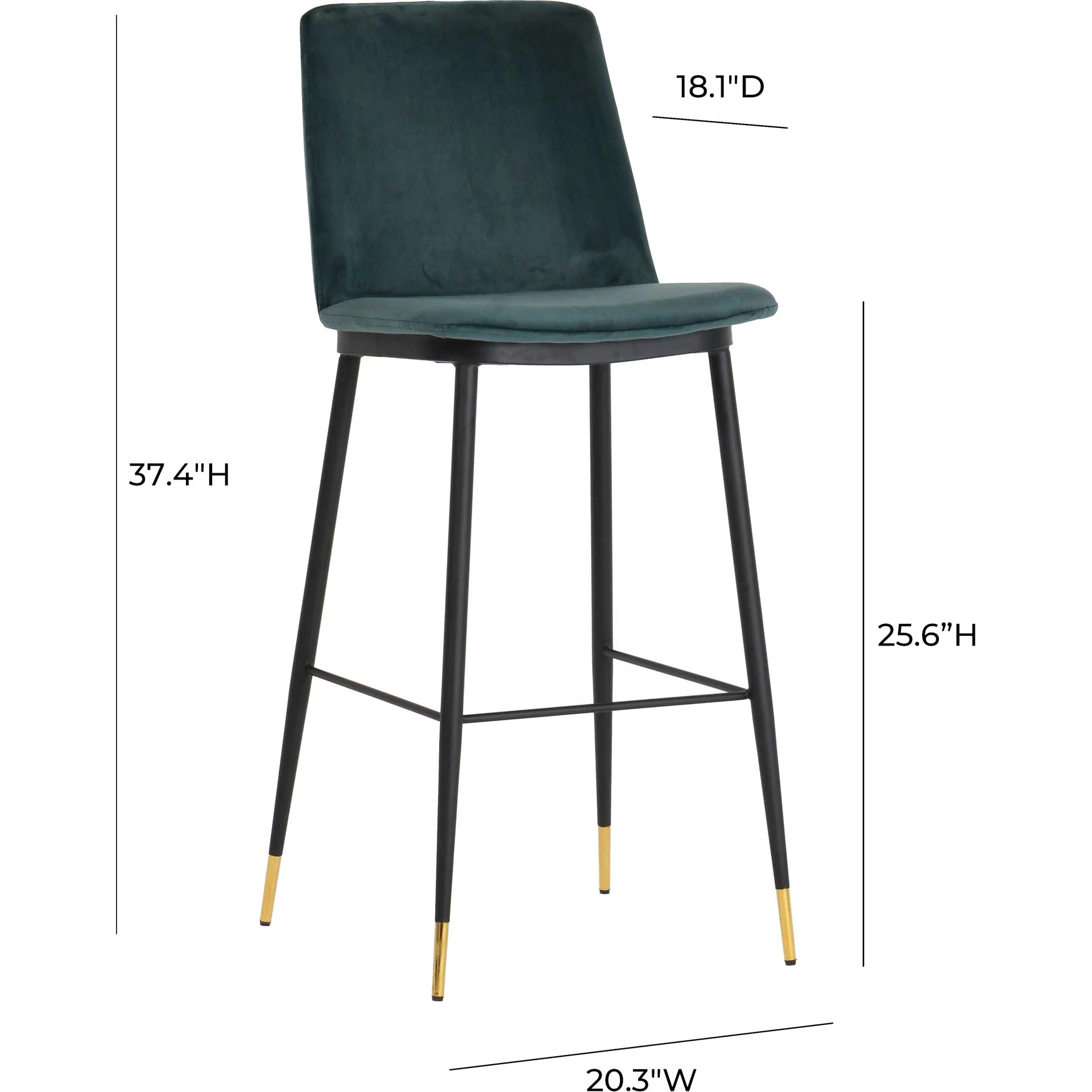 Eventide Velvet Counter Stool Green (Set of 2) - Image 7