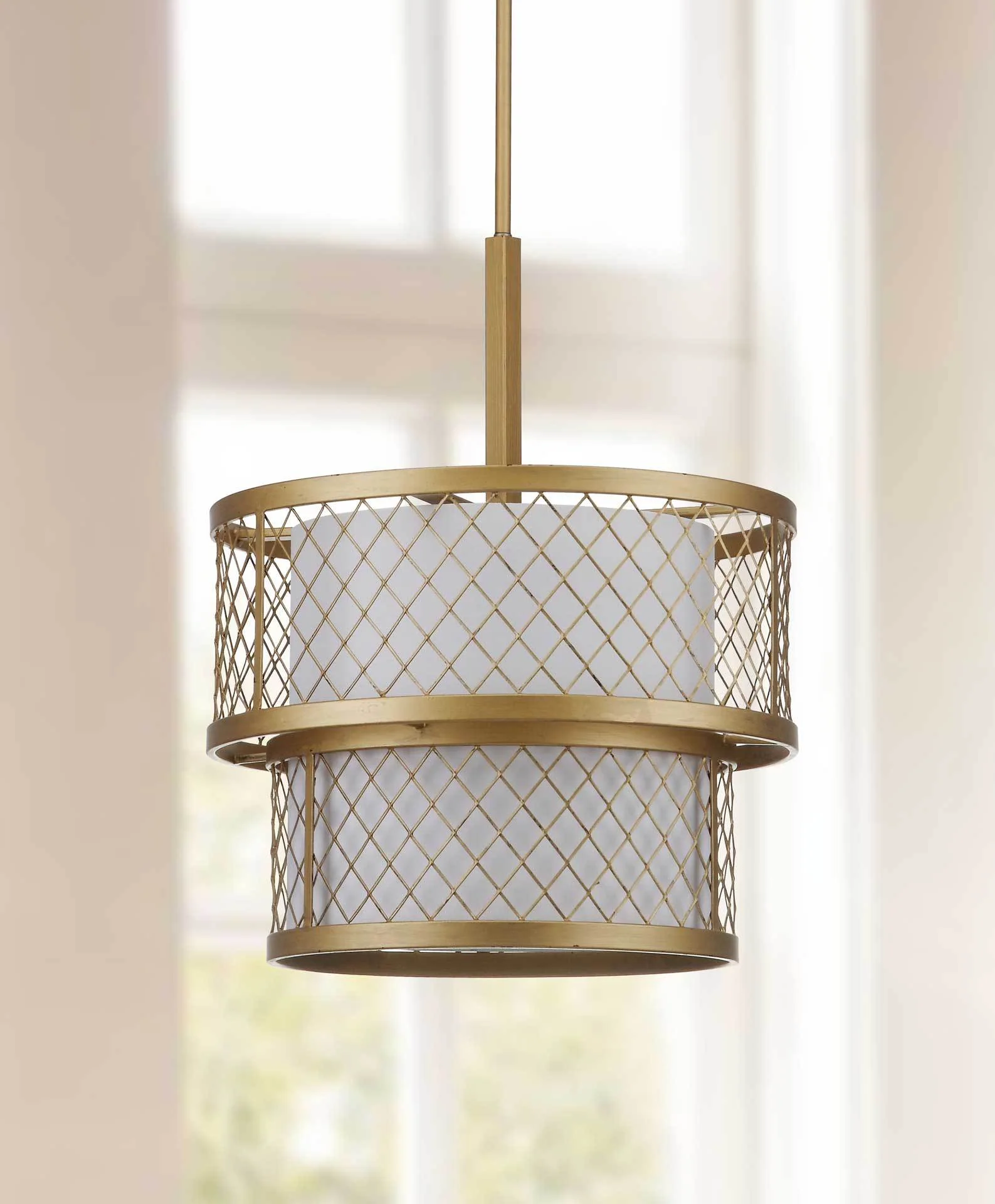 Everett Antique Gold Mesh Adjustable Pendant - Image 5