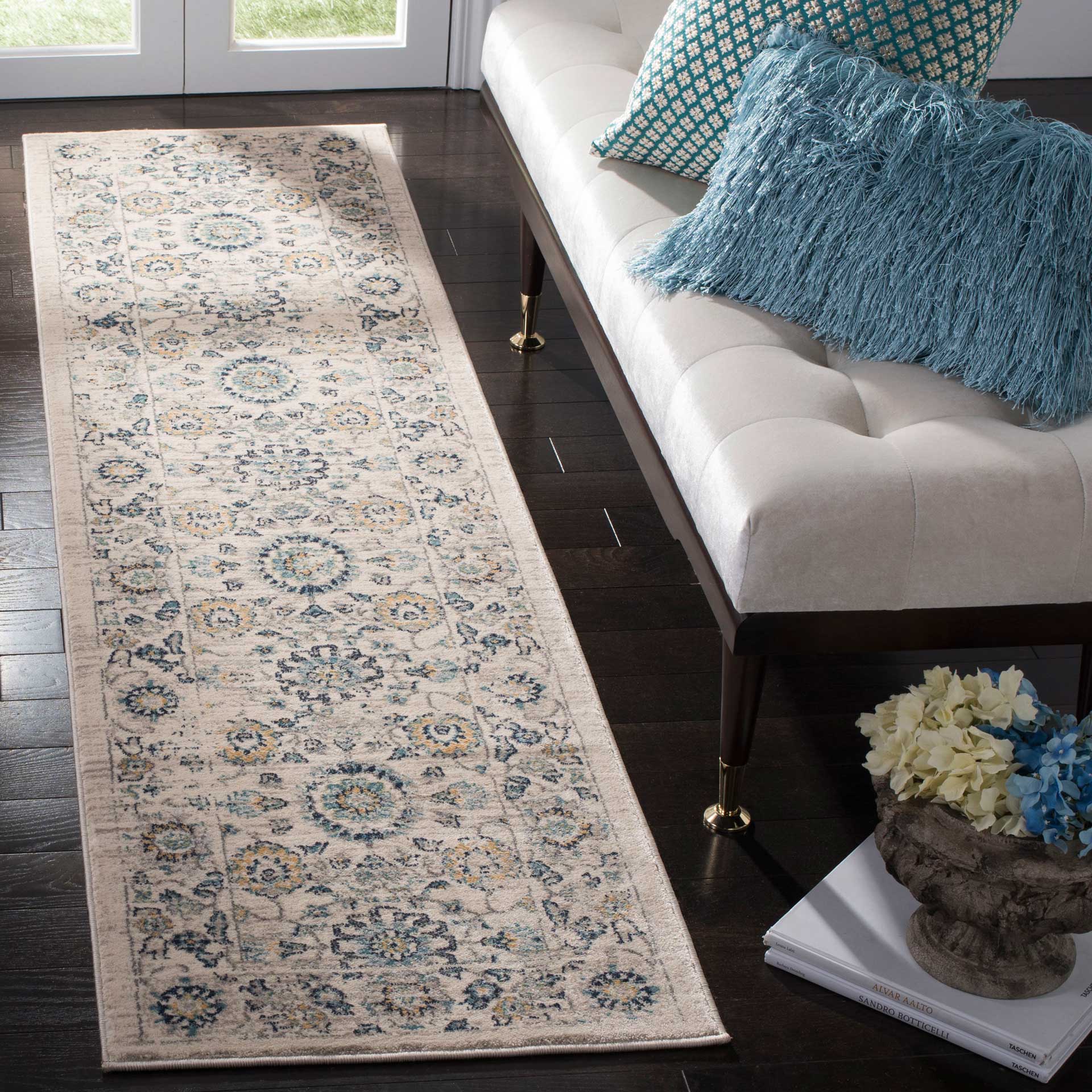 Evoke Beige/Turquoise Runner Rug - Image 2