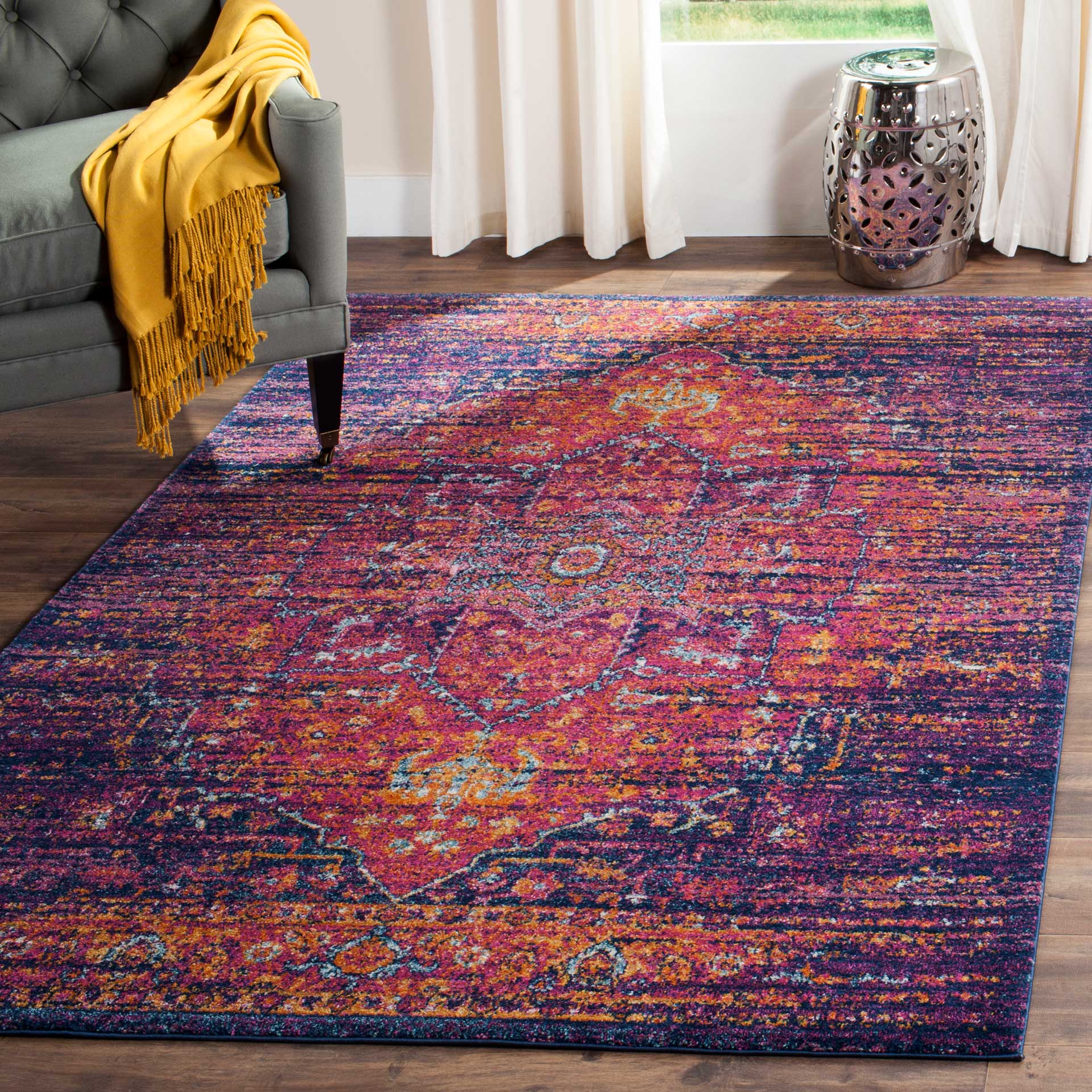 Evoke Blue/Fuchsia Area Rug - Image 9