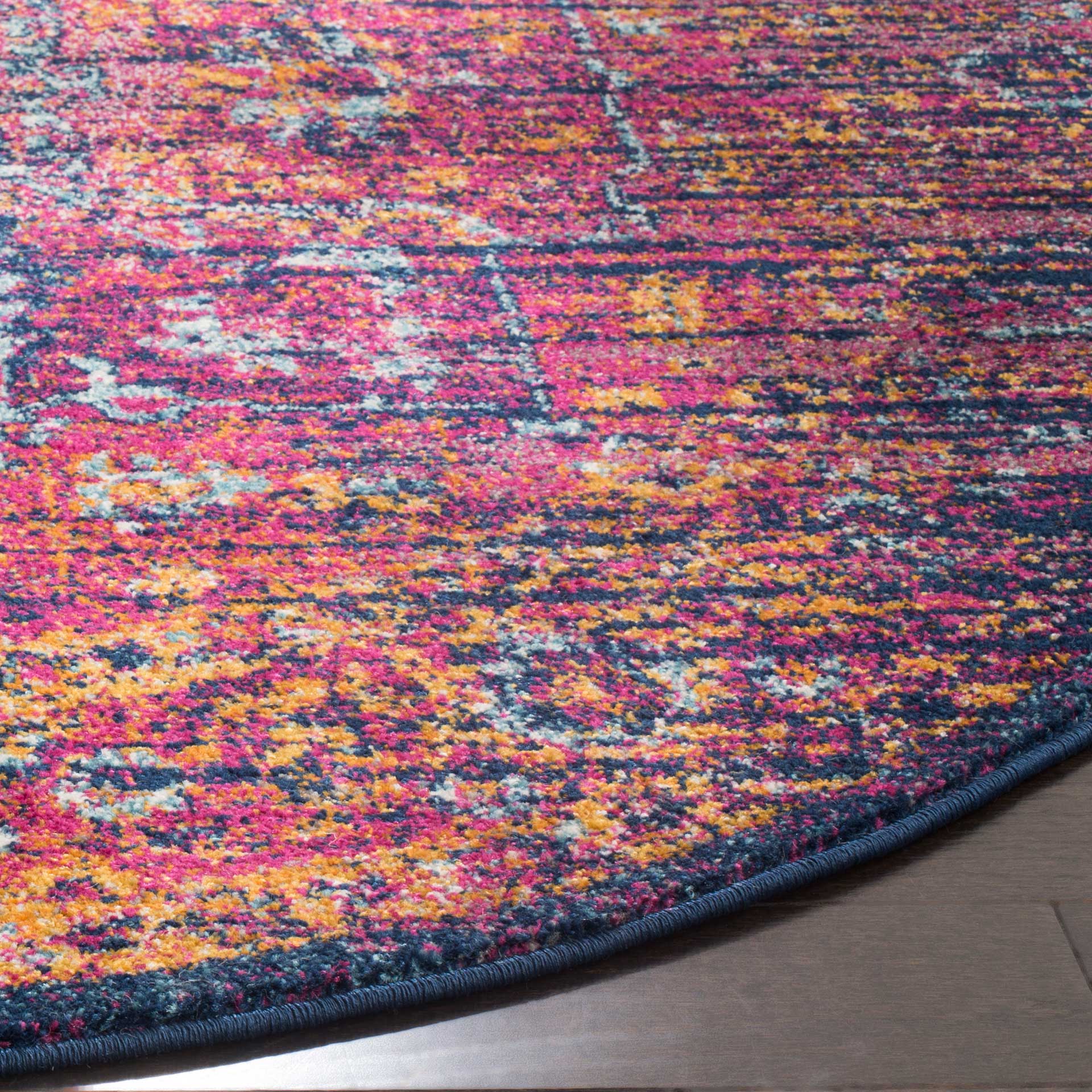 Evoke Blue/Fuchsia Round Rug - Image 2