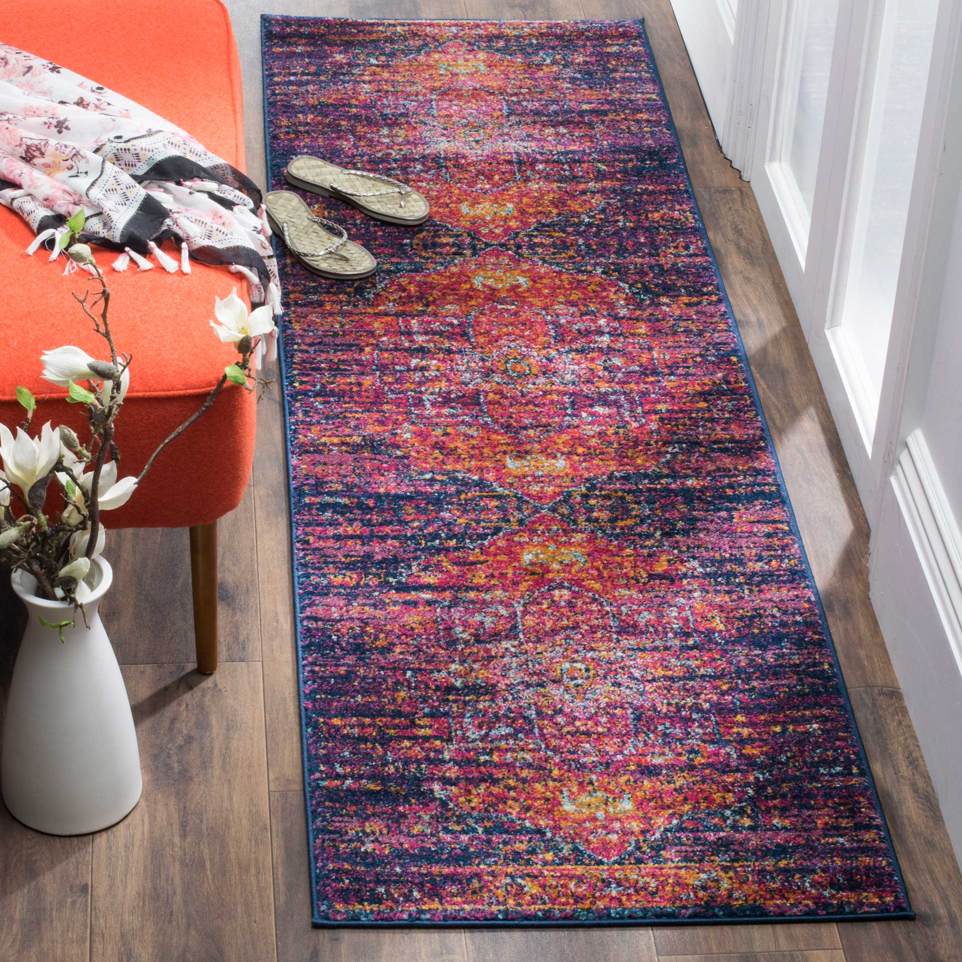 Evoke Blue/Fuchsia Runner Rug - Image 2
