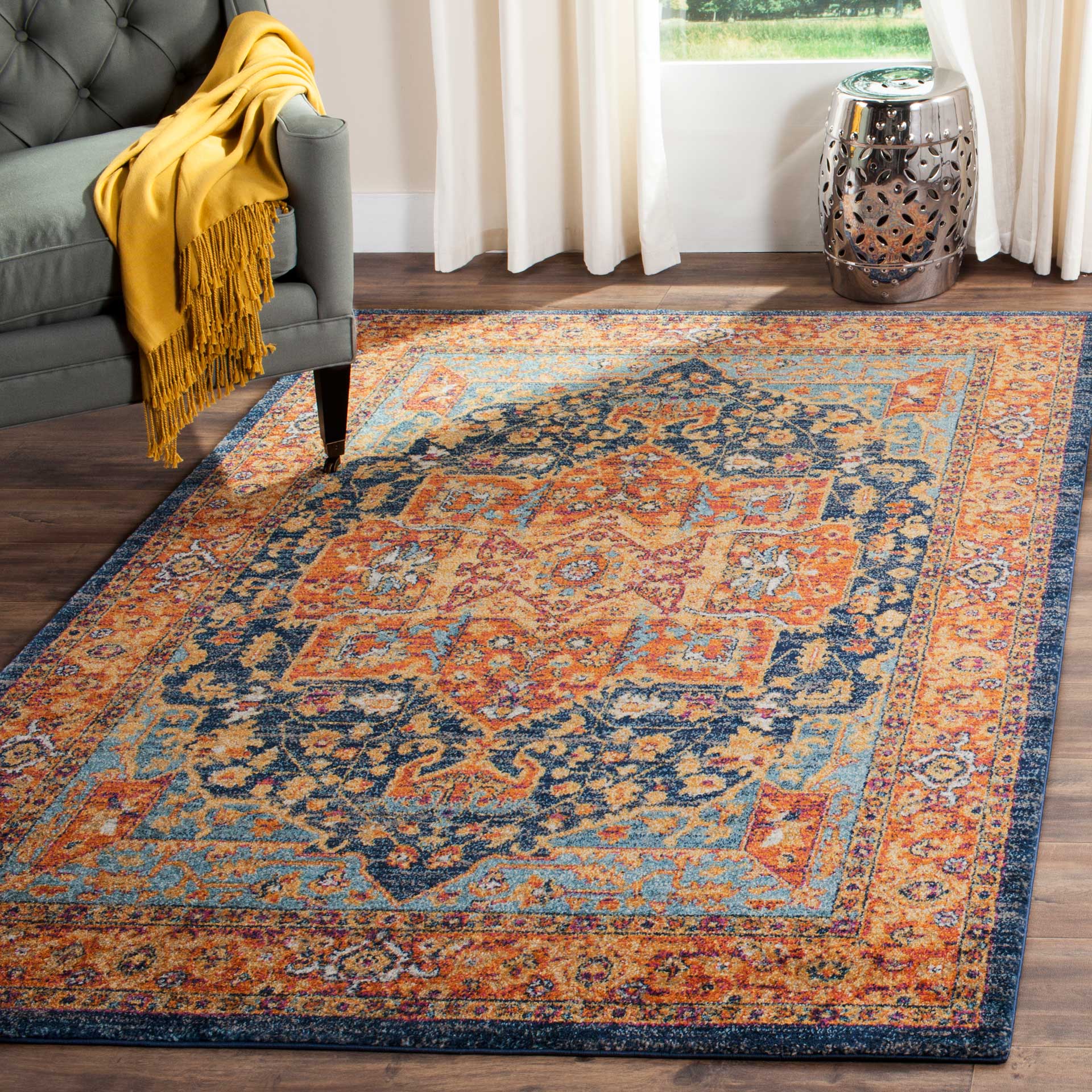 Evoke Blue/Orange Area Rug - Image 7