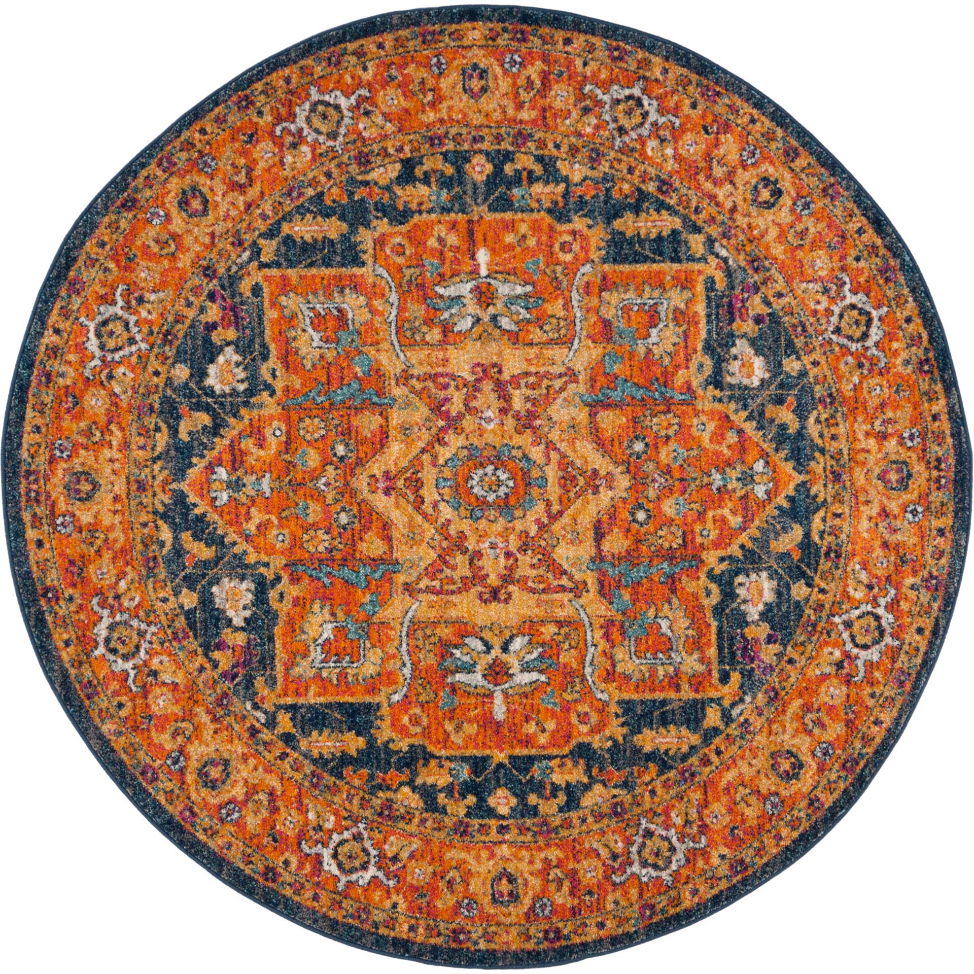 Evoke Blue/Orange Round Rug - Image 2