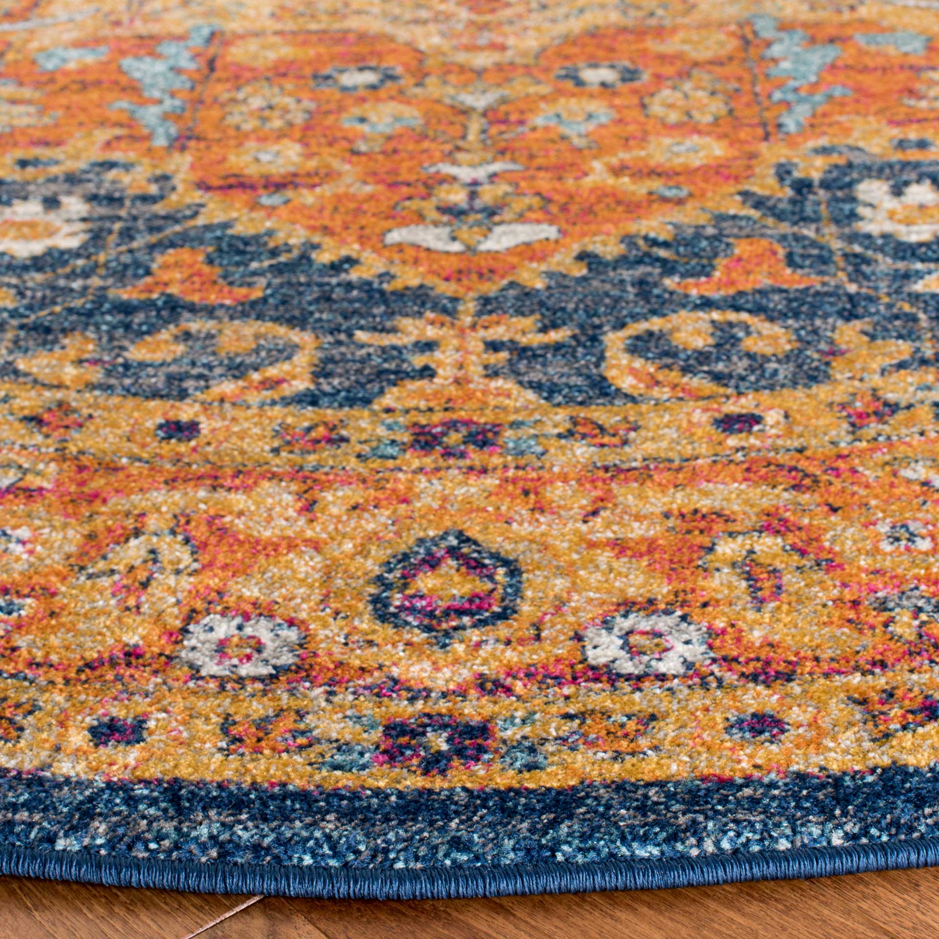 Evoke Blue/Orange Round Rug - Image 3