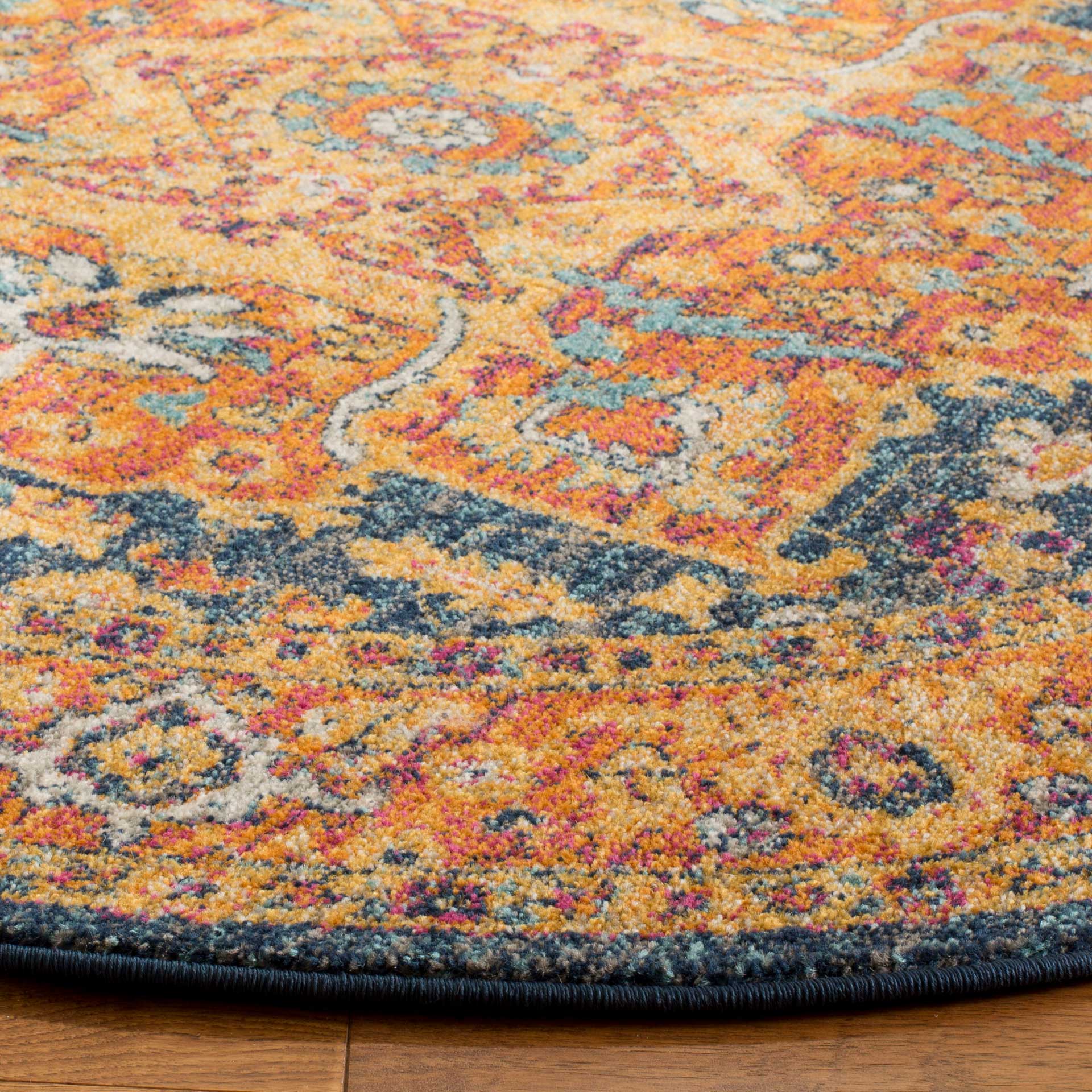 Evoke Blue/Orange Round Rug - Image 4