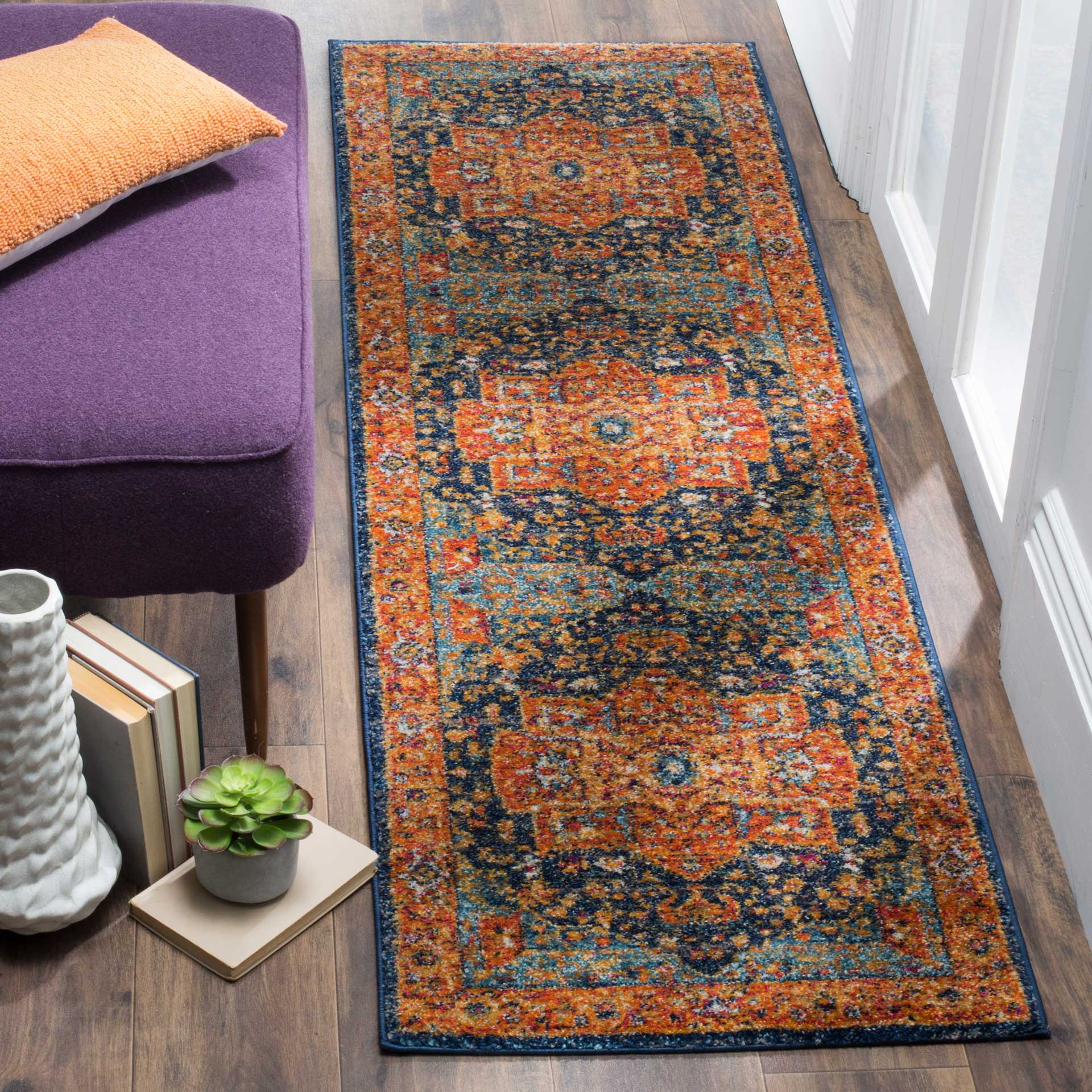 Evoke Blue/Orange Runner Rug - Image 2