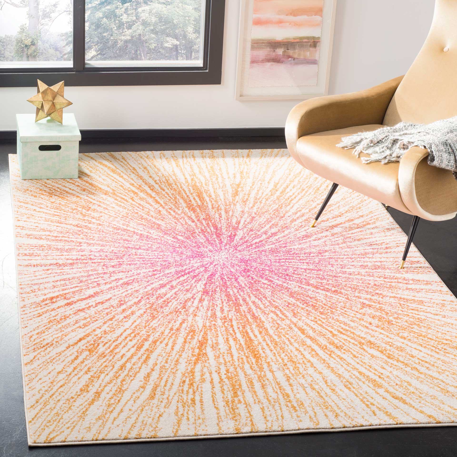Evoke Burst Fuchsia/Cream Area Rug - Image 5