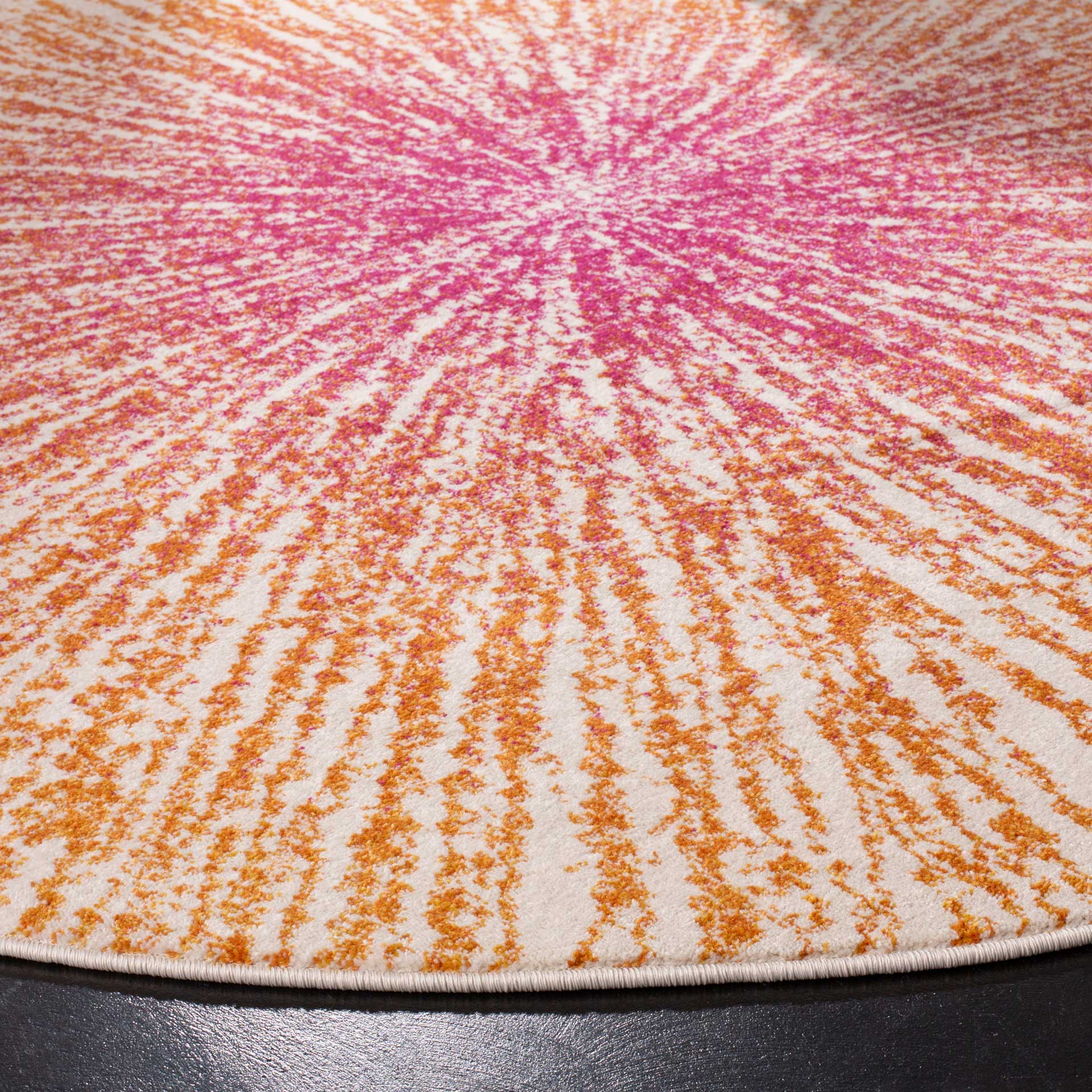 Evoke Burst Fuchsia/Cream Round Rug - Image 2