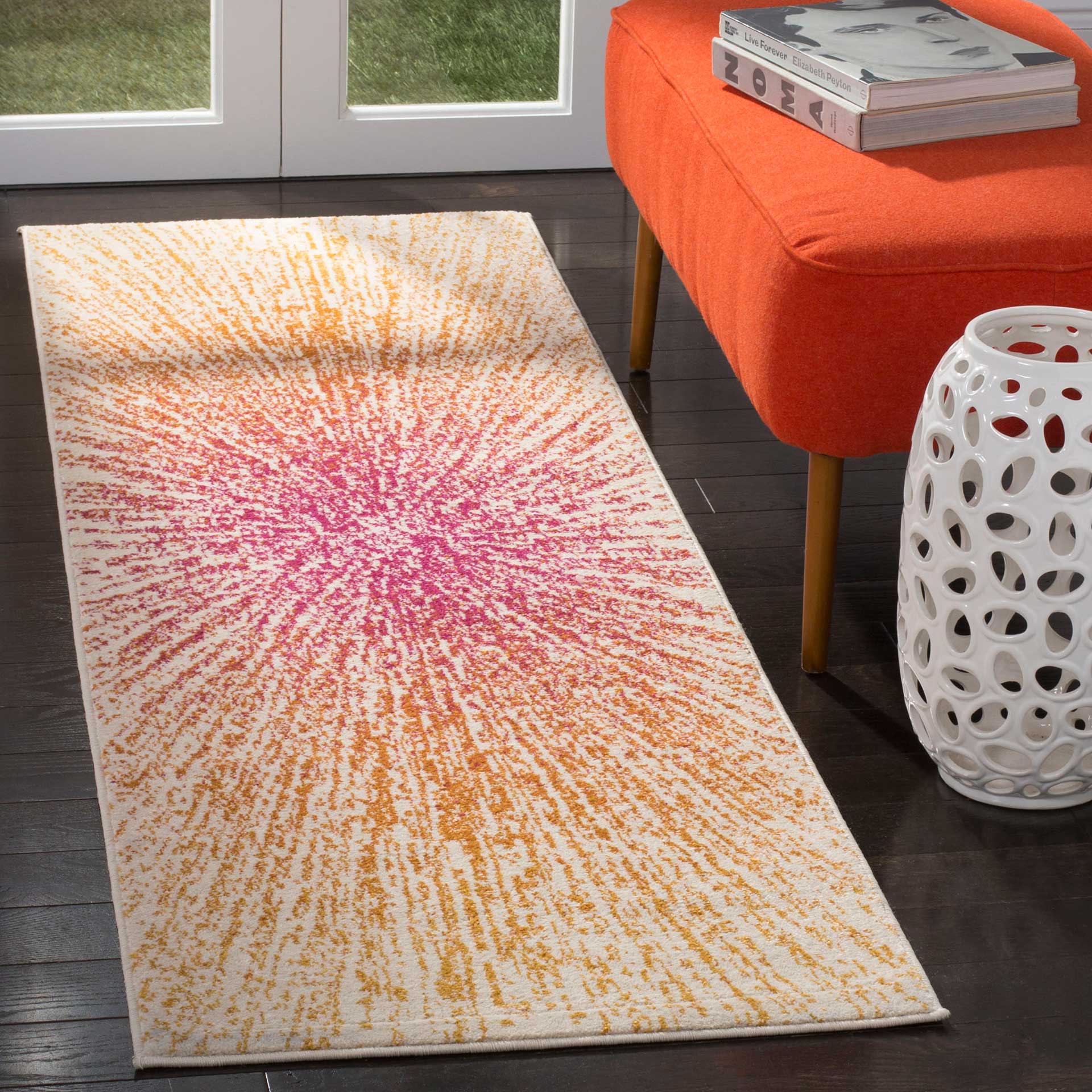 Evoke Burst Fuchsia/Cream Runner Rug - Image 2