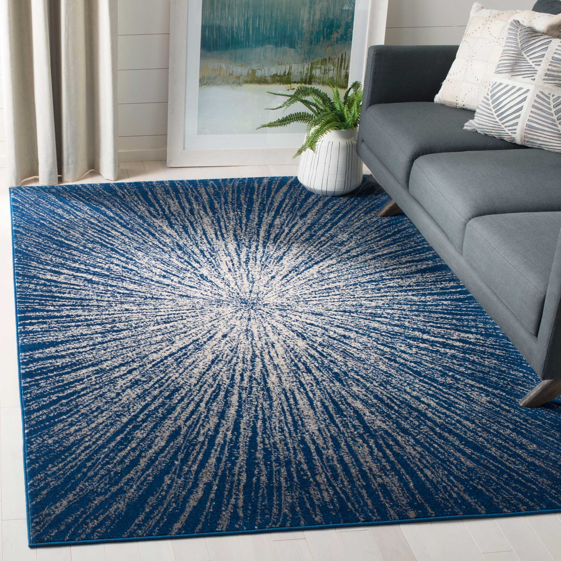 Evoke Burst Navy/Ivory Area Rug - Image 7