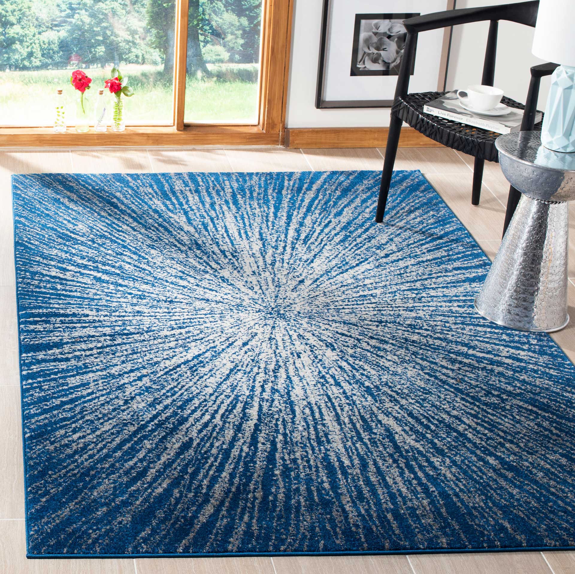 Evoke Burst Navy/Ivory Area Rug - Image 8
