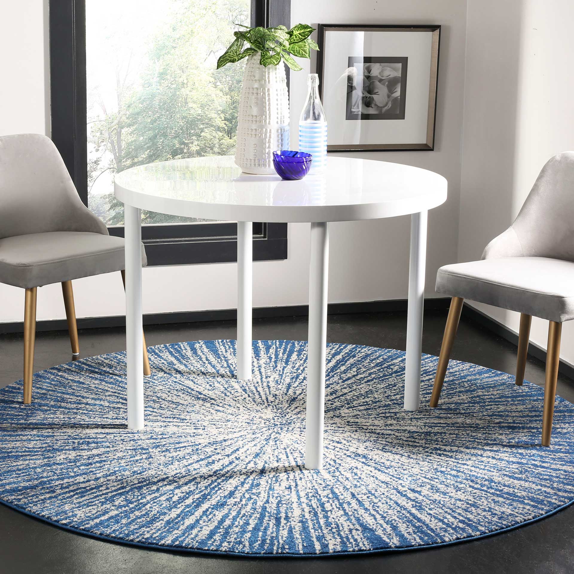 Evoke Burst Navy/Ivory Round Rug - Image 3