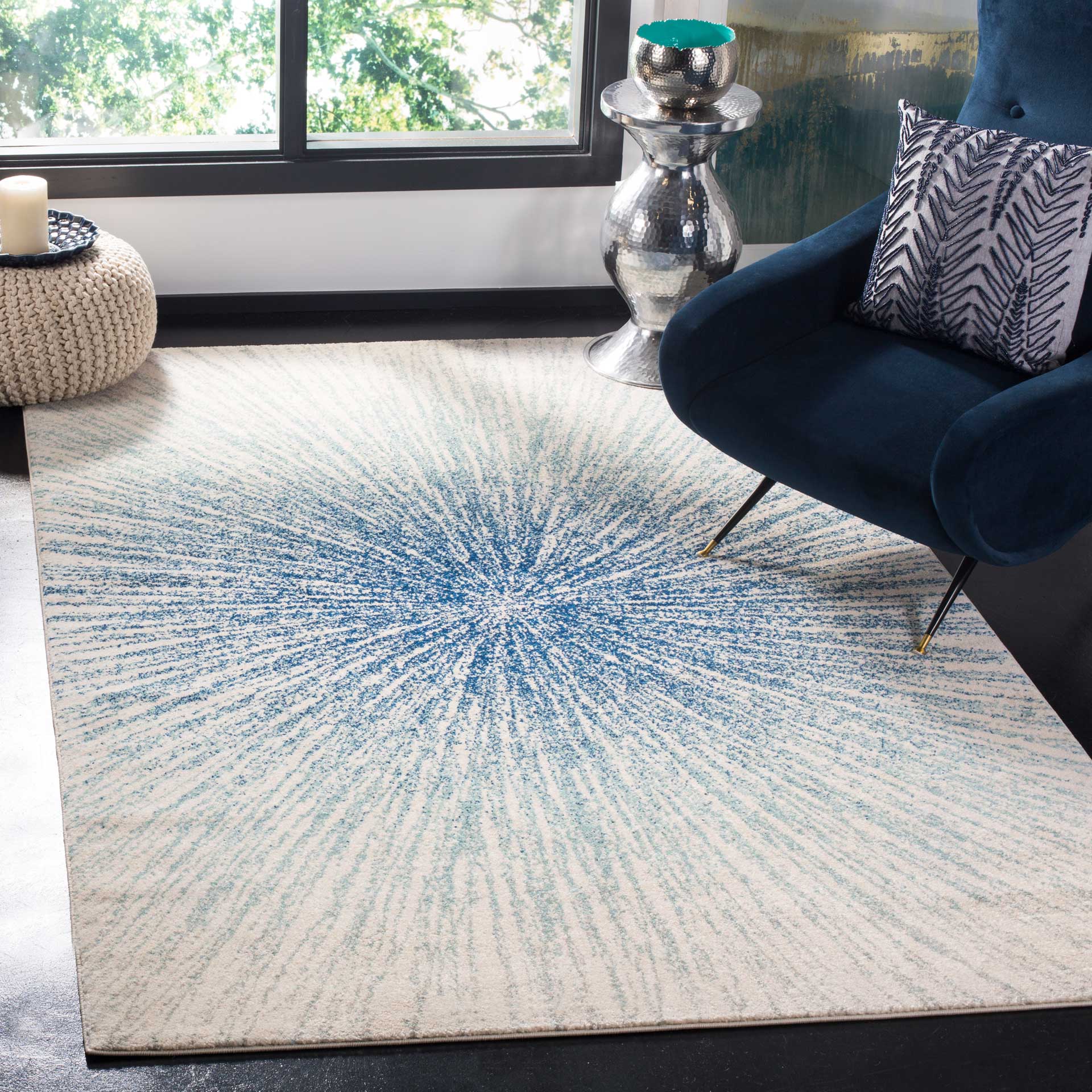Evoke Burst Royal/Ivory Area Rug - Image 7