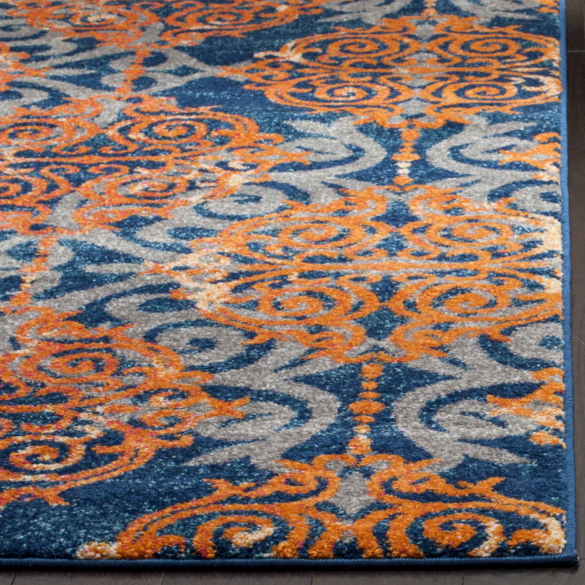 Evoke Filigree Blue/Orange Area Rug - Image 4