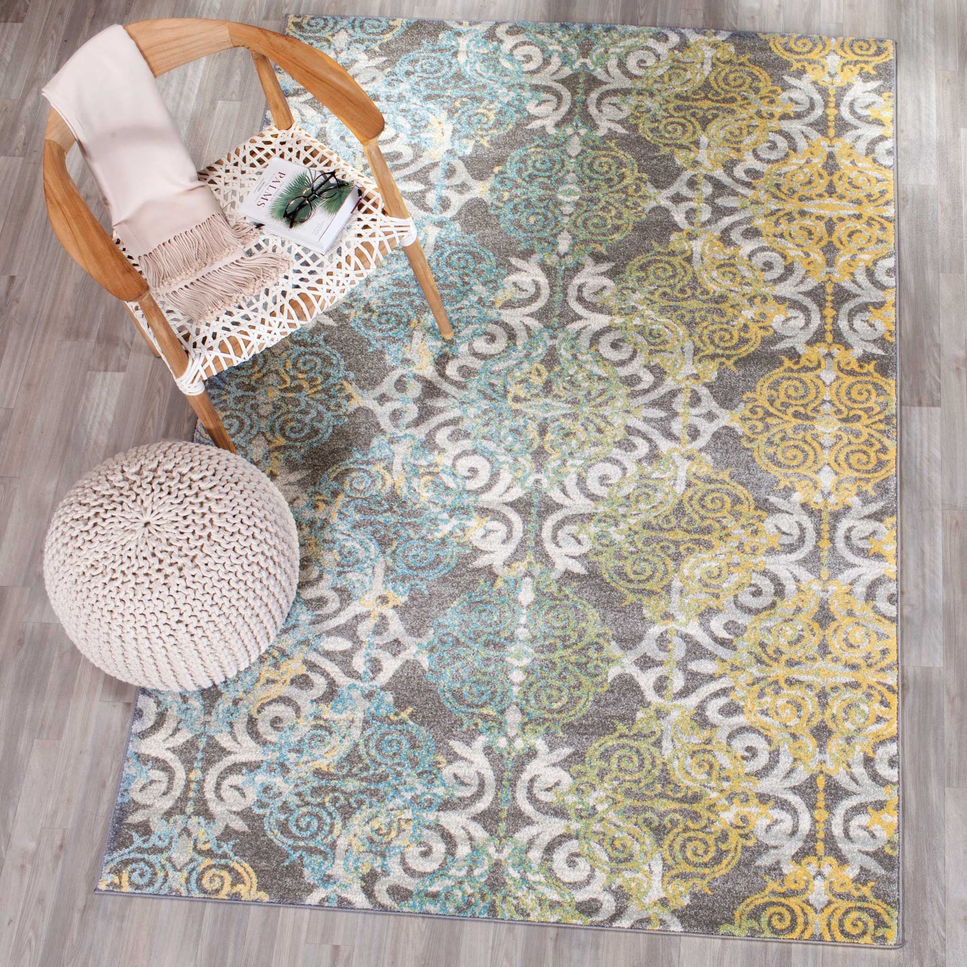 Evoke Filigree Gray/Ivory Area Rug - Image 8