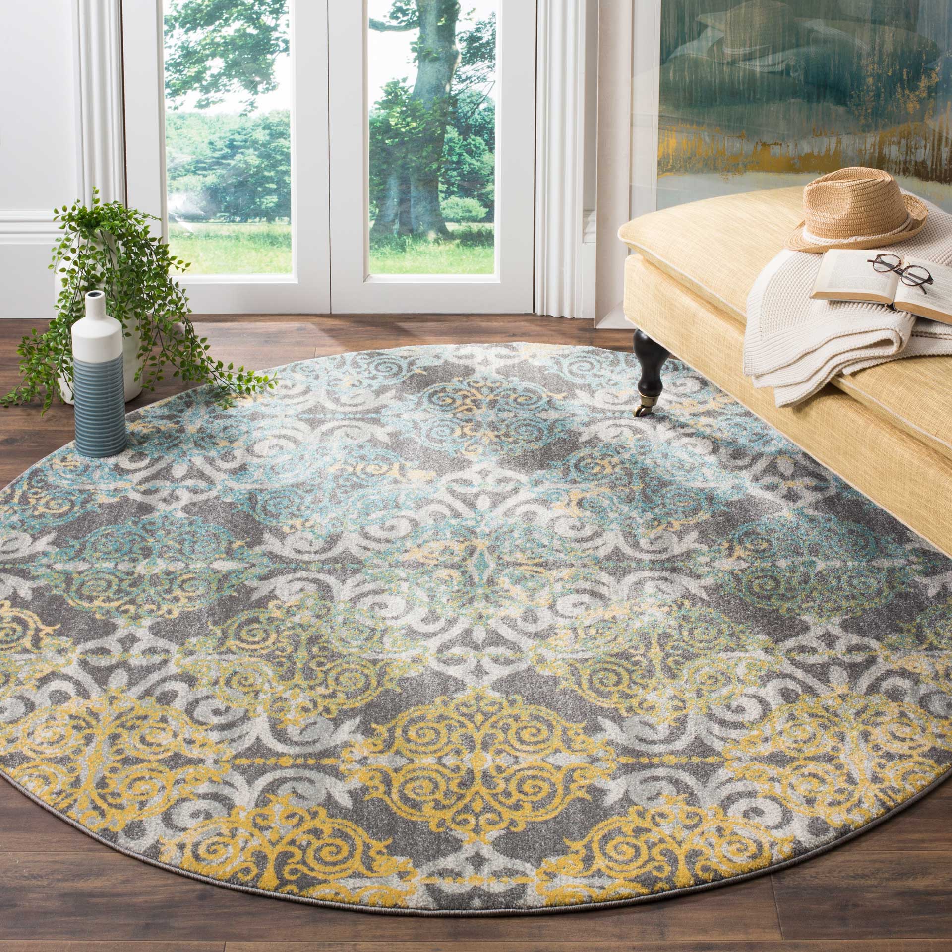 Evoke Filigree Gray/Ivory Round Rug - Image 3