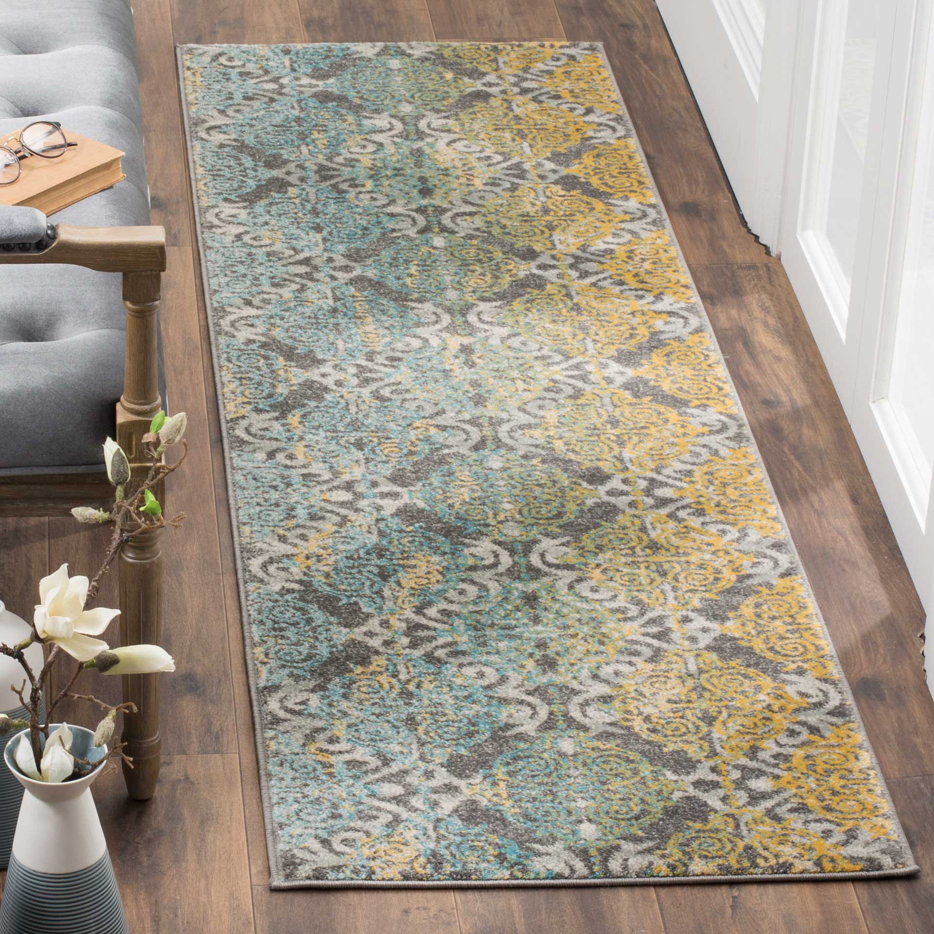 Evoke Filigree Gray/Ivory Runner Rug - Image 2