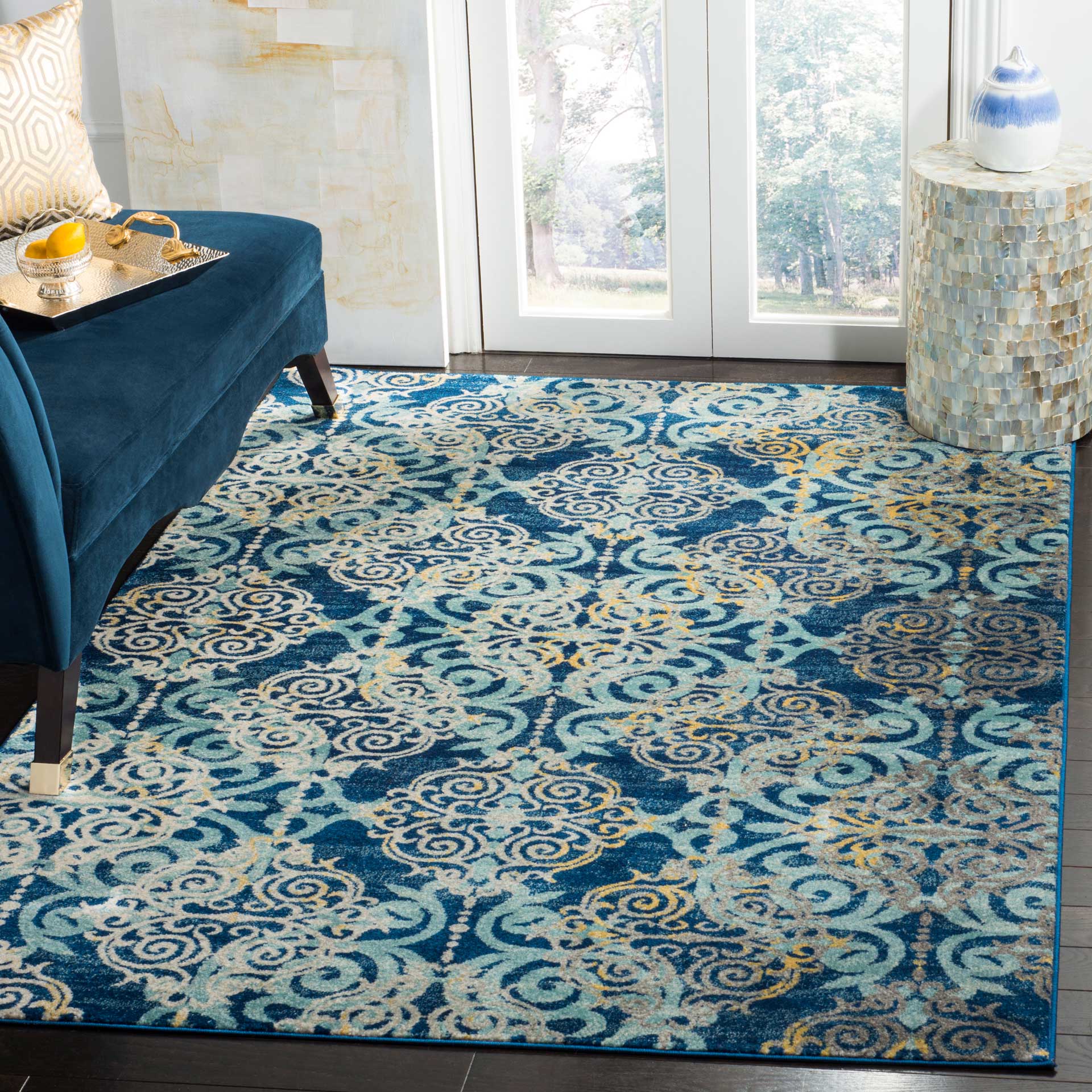 Evoke Filigree Royal/Light Blue Area Rug - Image 6
