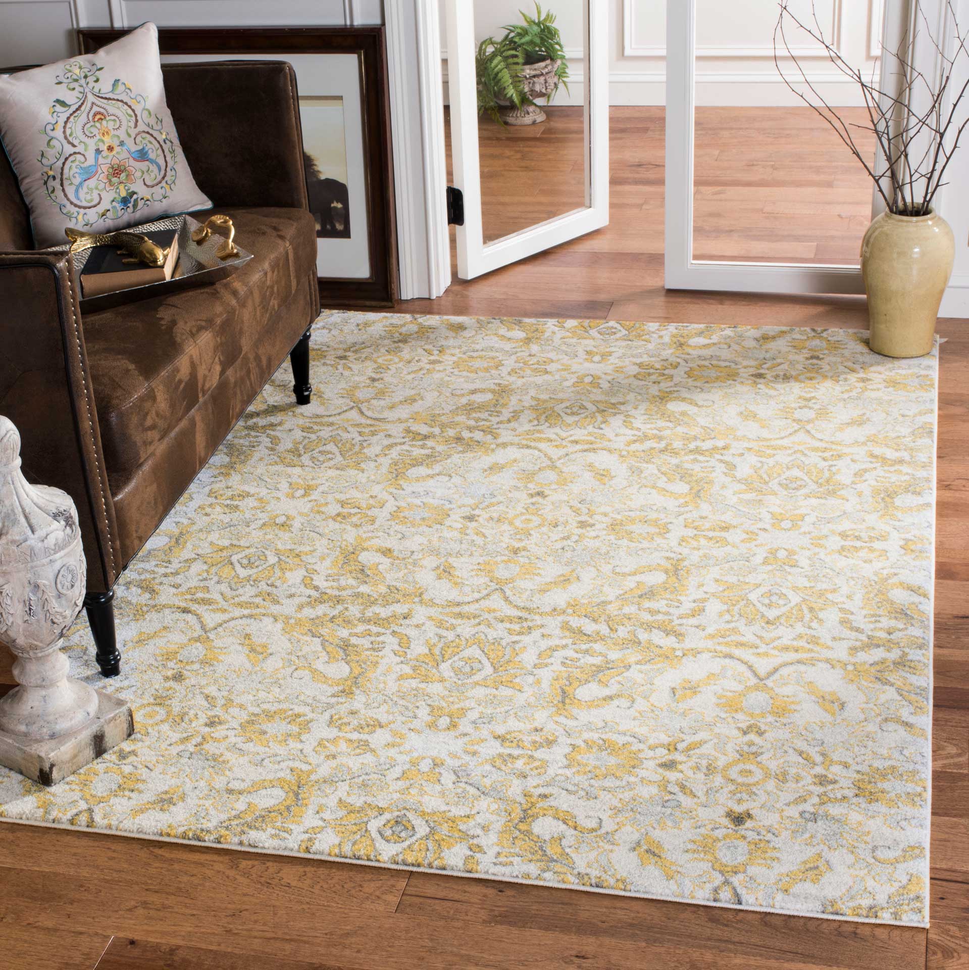 Evoke Floral Ivory/Gold Area Rug - Image 7