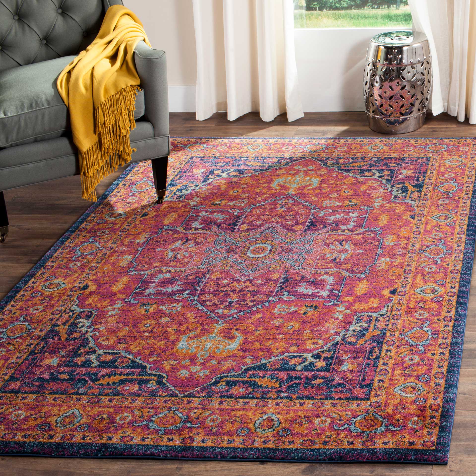 Evoke Fuchsia/Orange Area Rug - Image 9