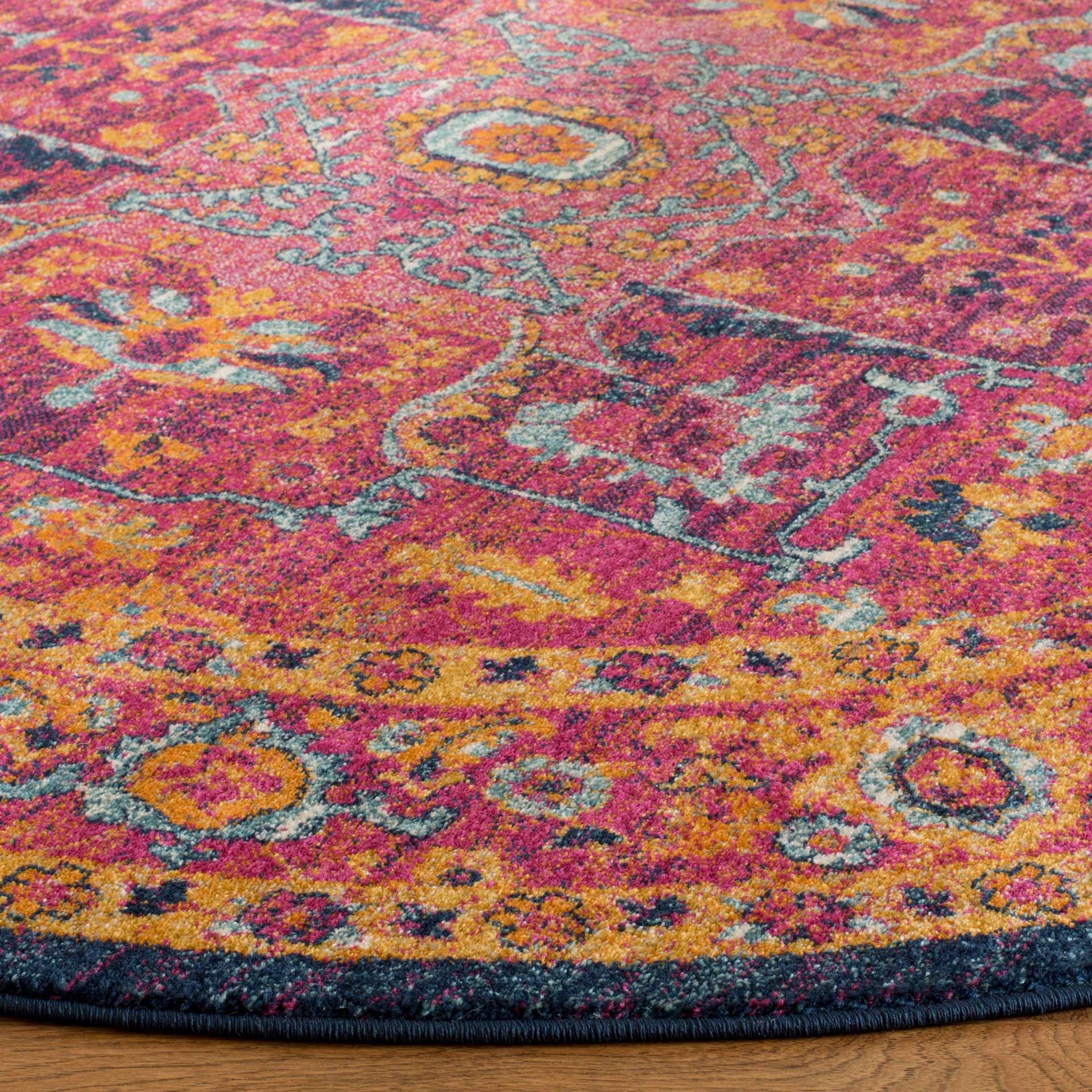Evoke Fuchsia/Orange Round Rug - Image 2