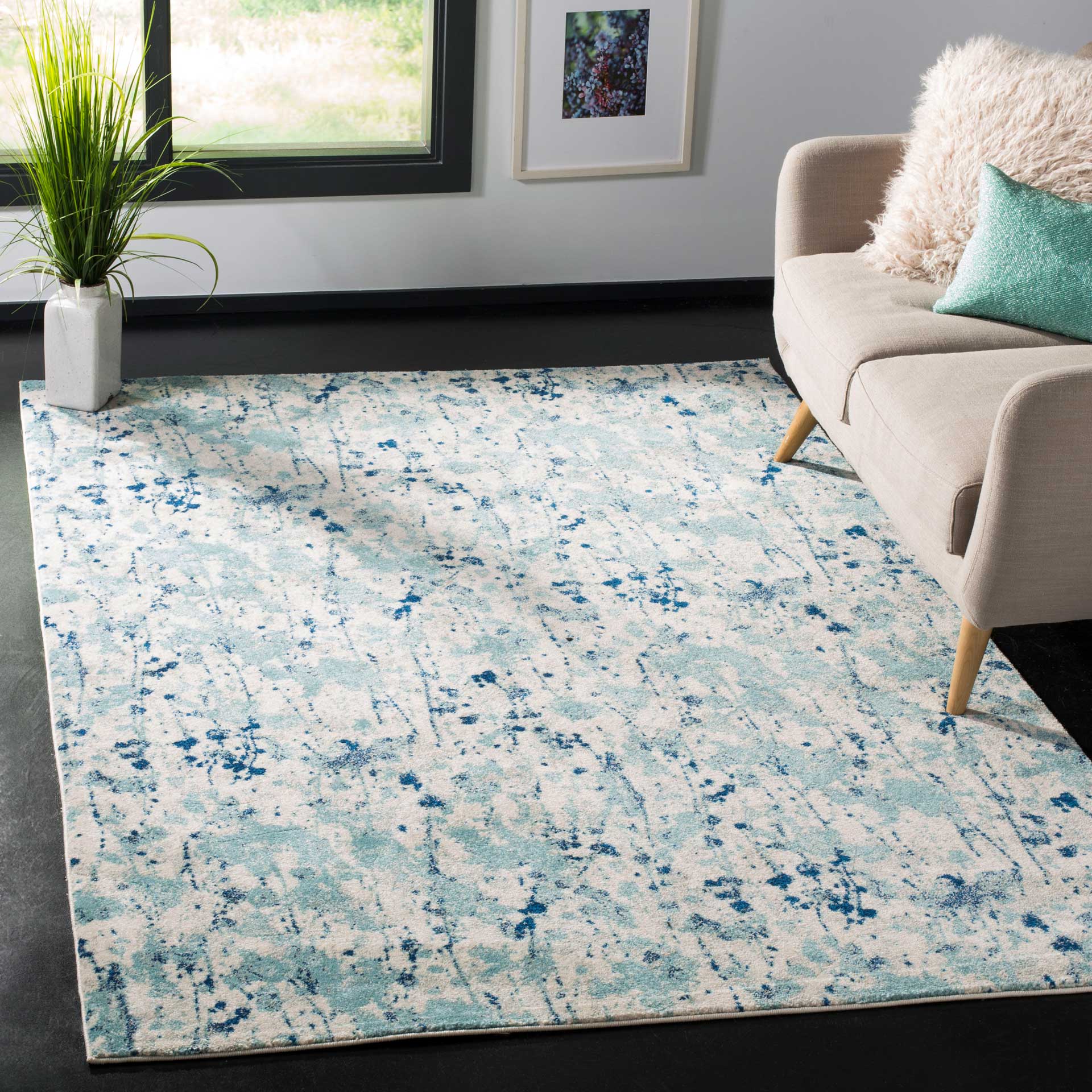 Evoke Ivory/Blue Area Rug - Image 4