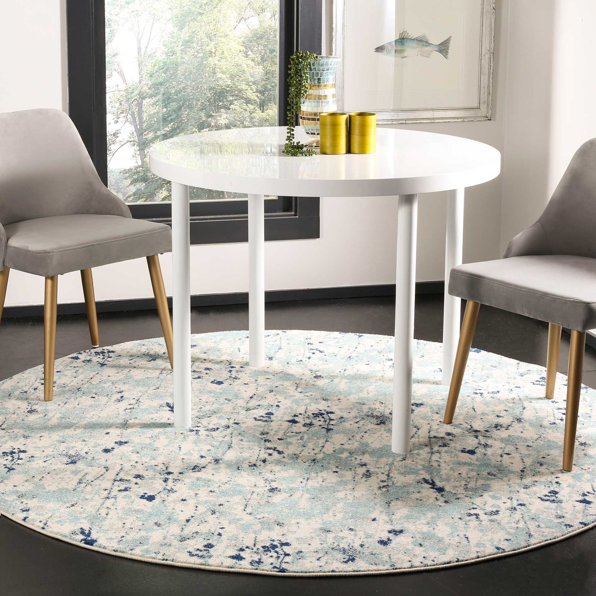 Evoke Ivory/Blue Round Rug - Image 3