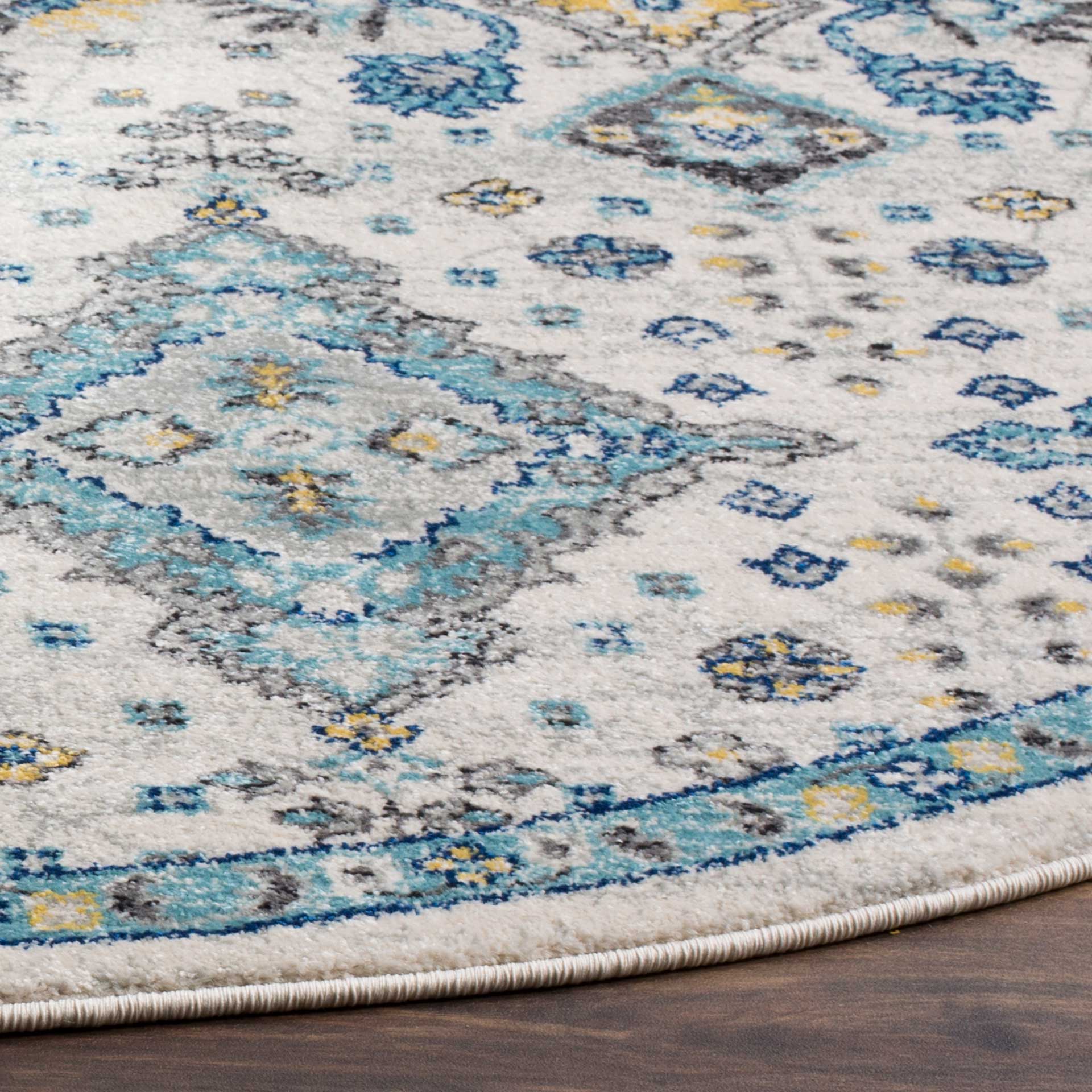 Evoke Ivory/Light Blue Round Rug - Image 2