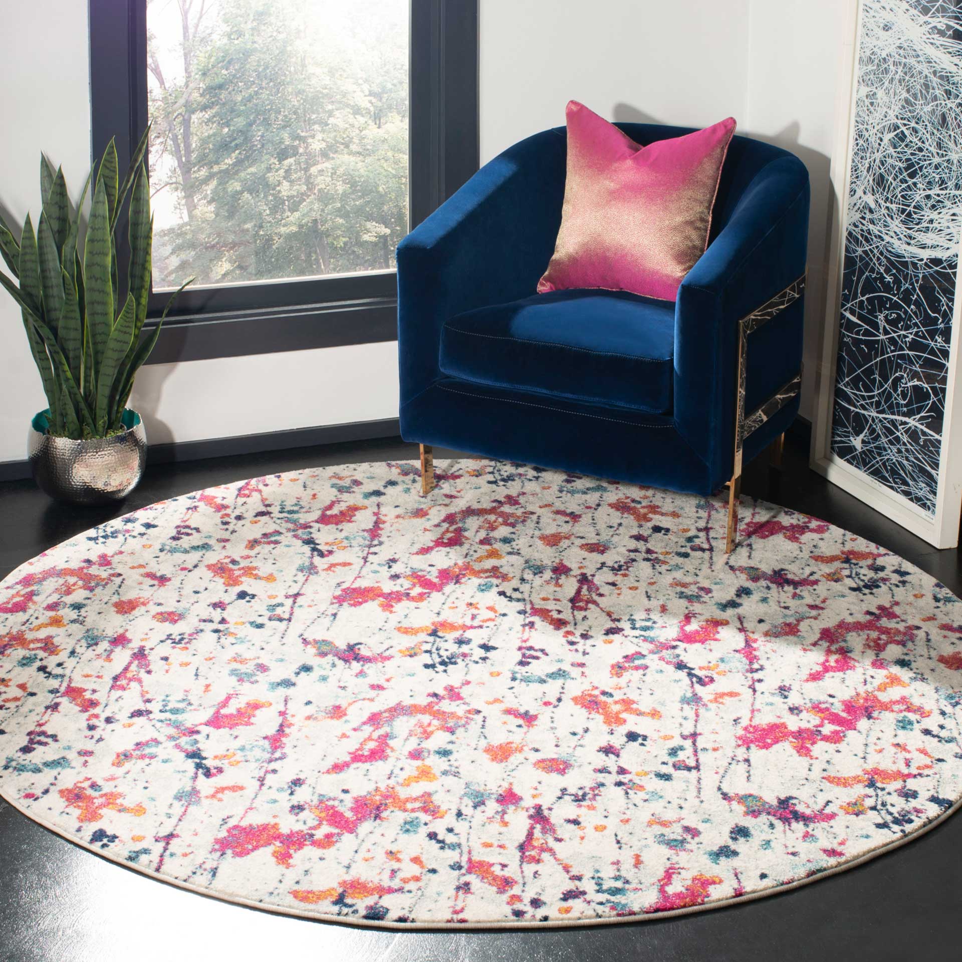 Evoke Ivory/Red Round Rug - Image 3