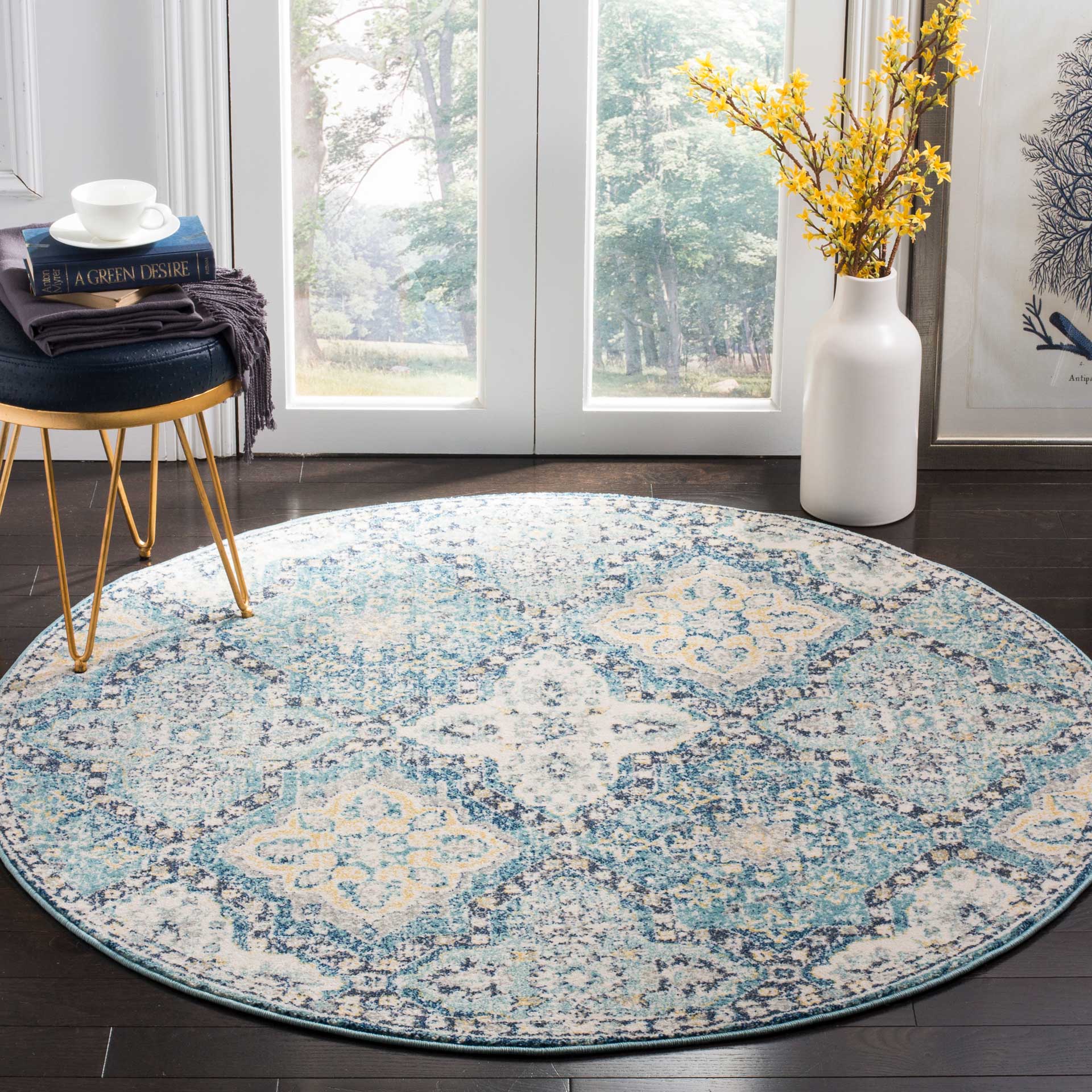 Evoke Light Blue/Ivory Round Rug - Image 3