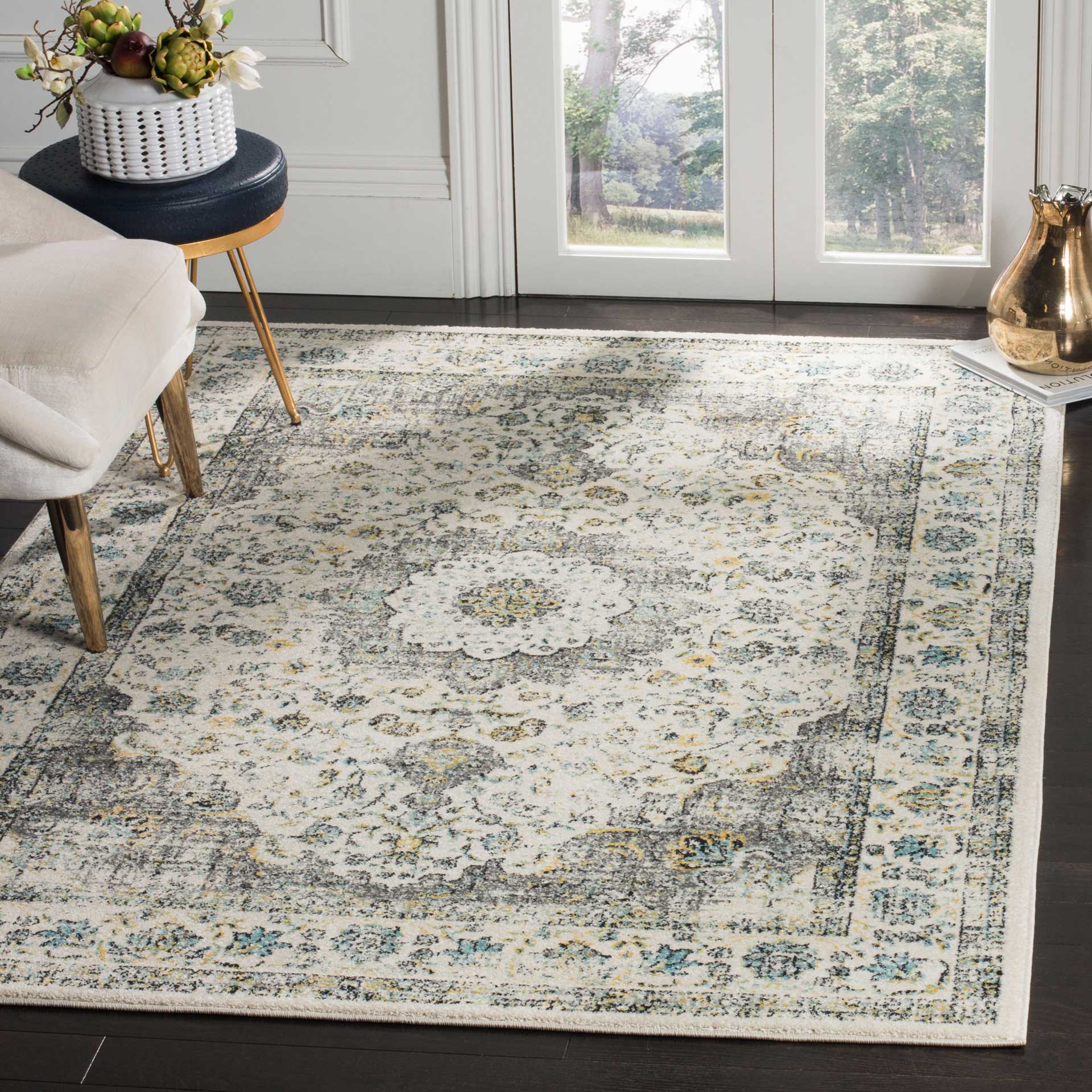 Evoke Medallion Gray/Gold Area Rug - Image 6