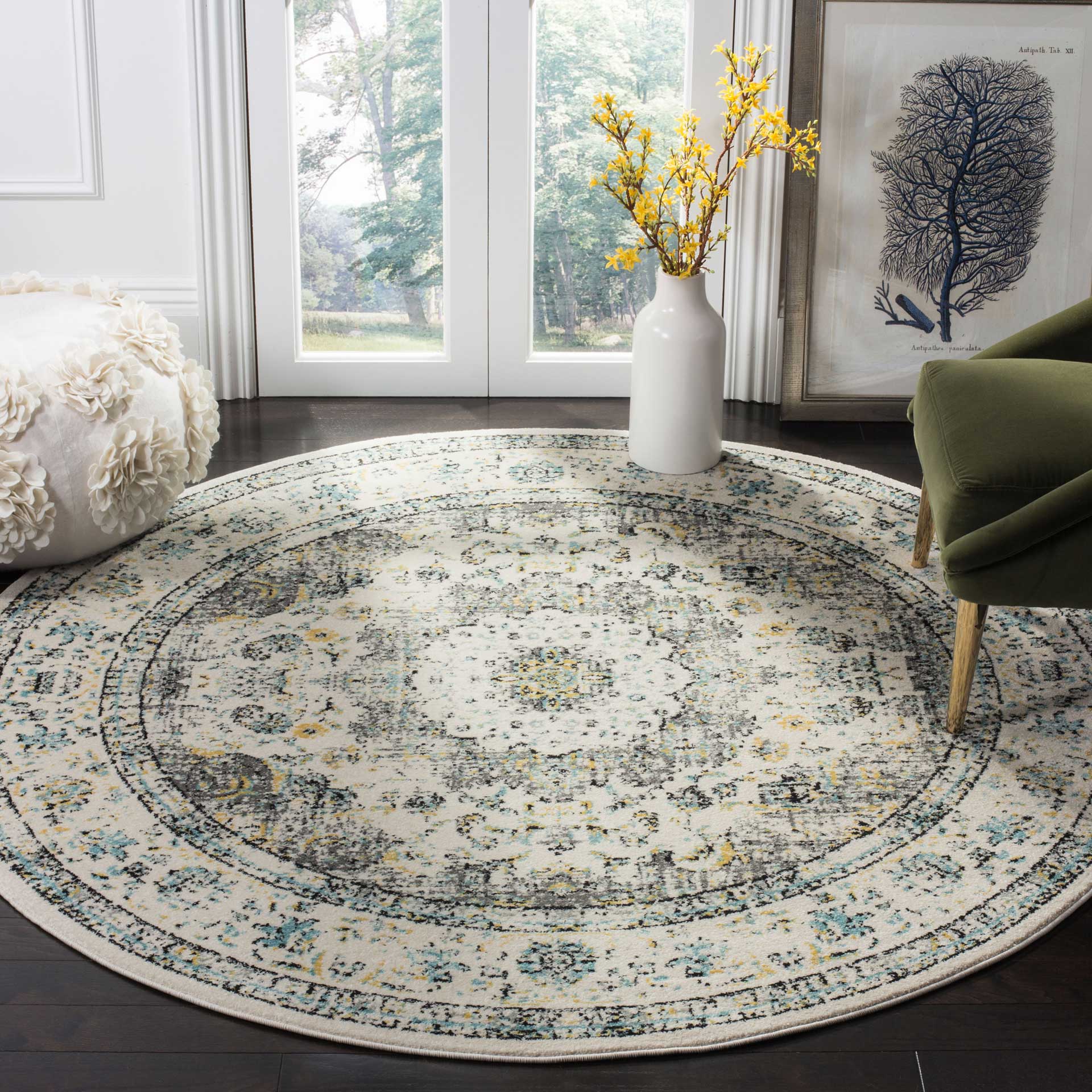 Evoke Medallion Gray/Gold Round Rug - Image 3