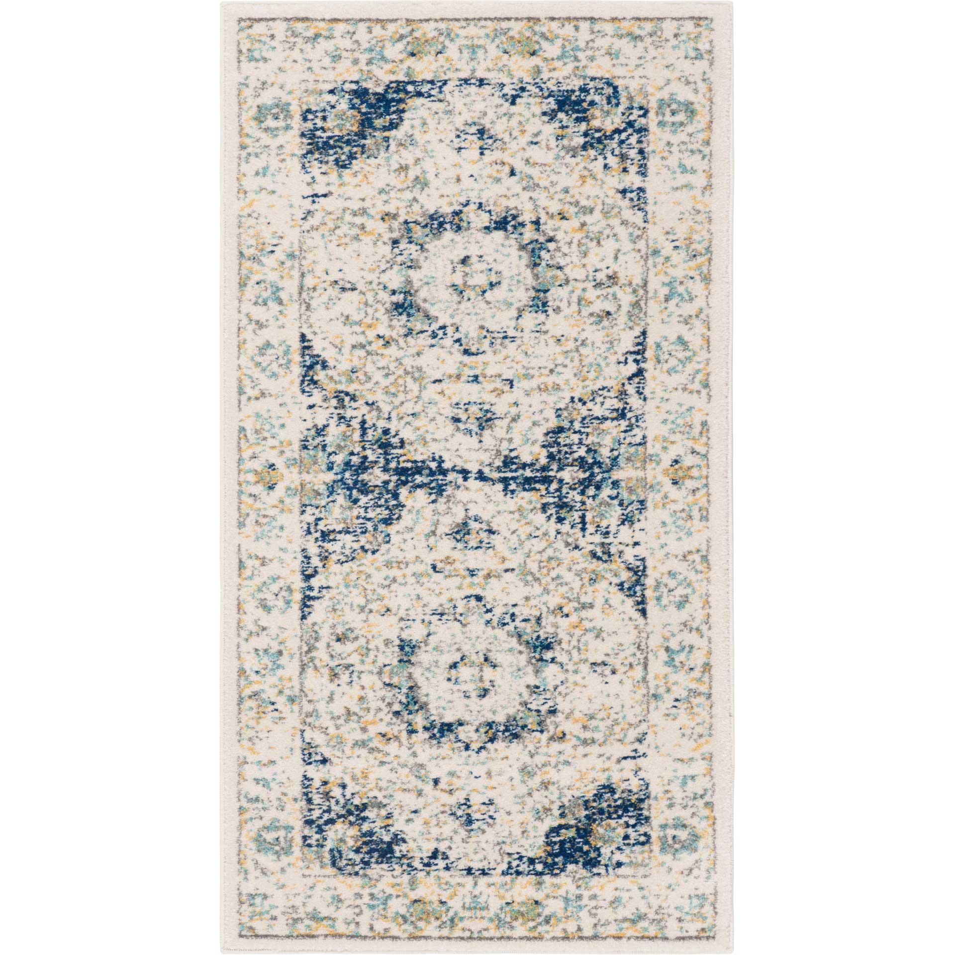 Evoke Medallion Ivory/Blue Area Rug - Image 5