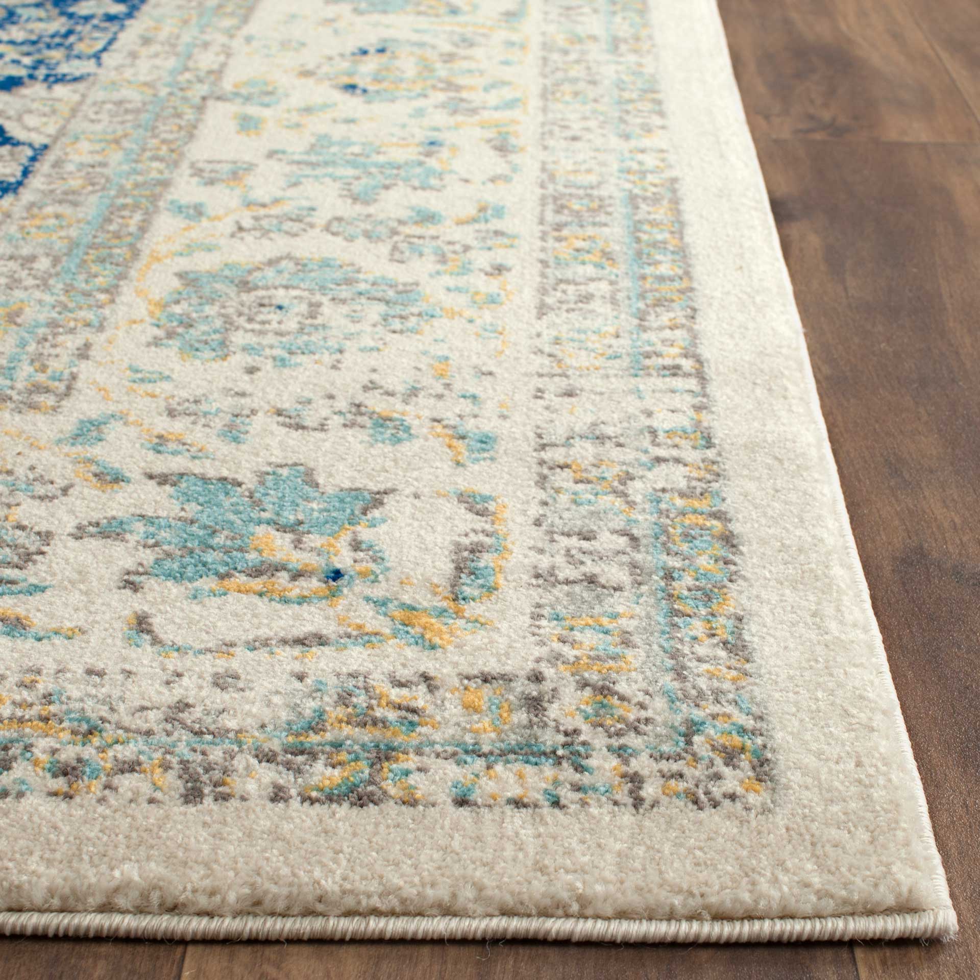 Evoke Medallion Ivory/Blue Area Rug - Image 6