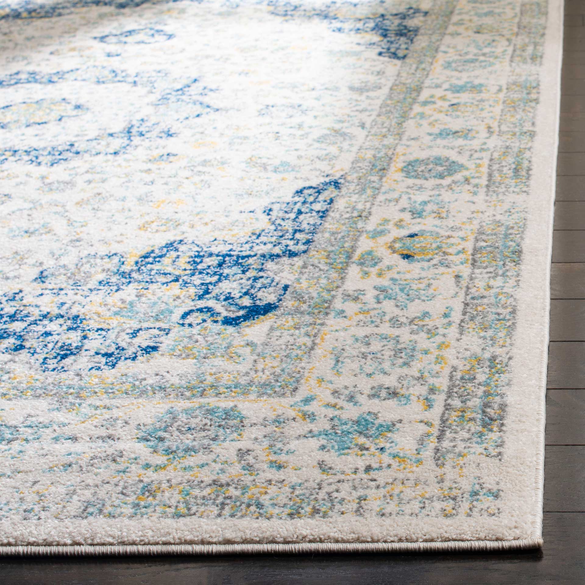 Evoke Medallion Ivory/Blue Area Rug - Image 8