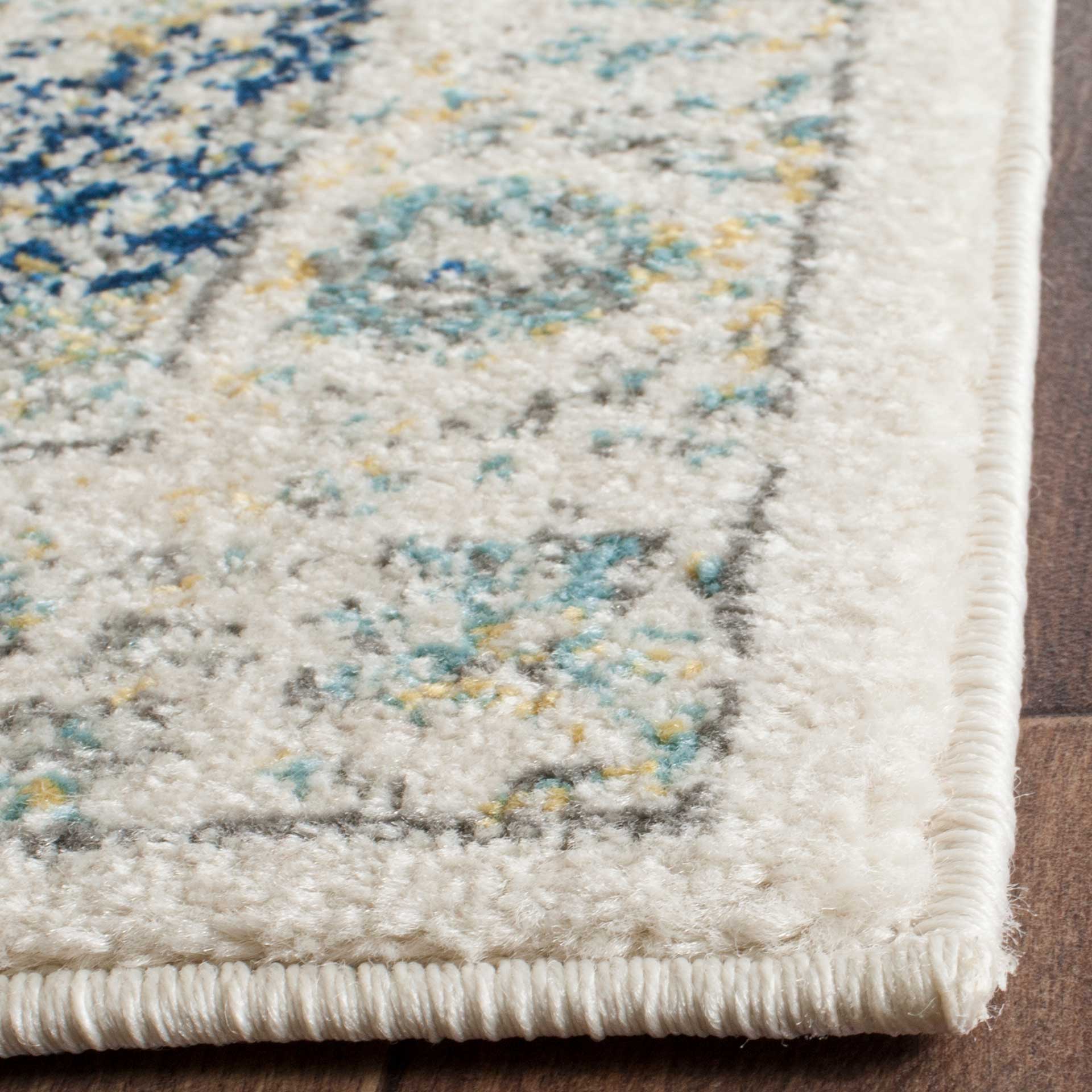 Evoke Medallion Ivory/Blue Runner Rug - Image 2
